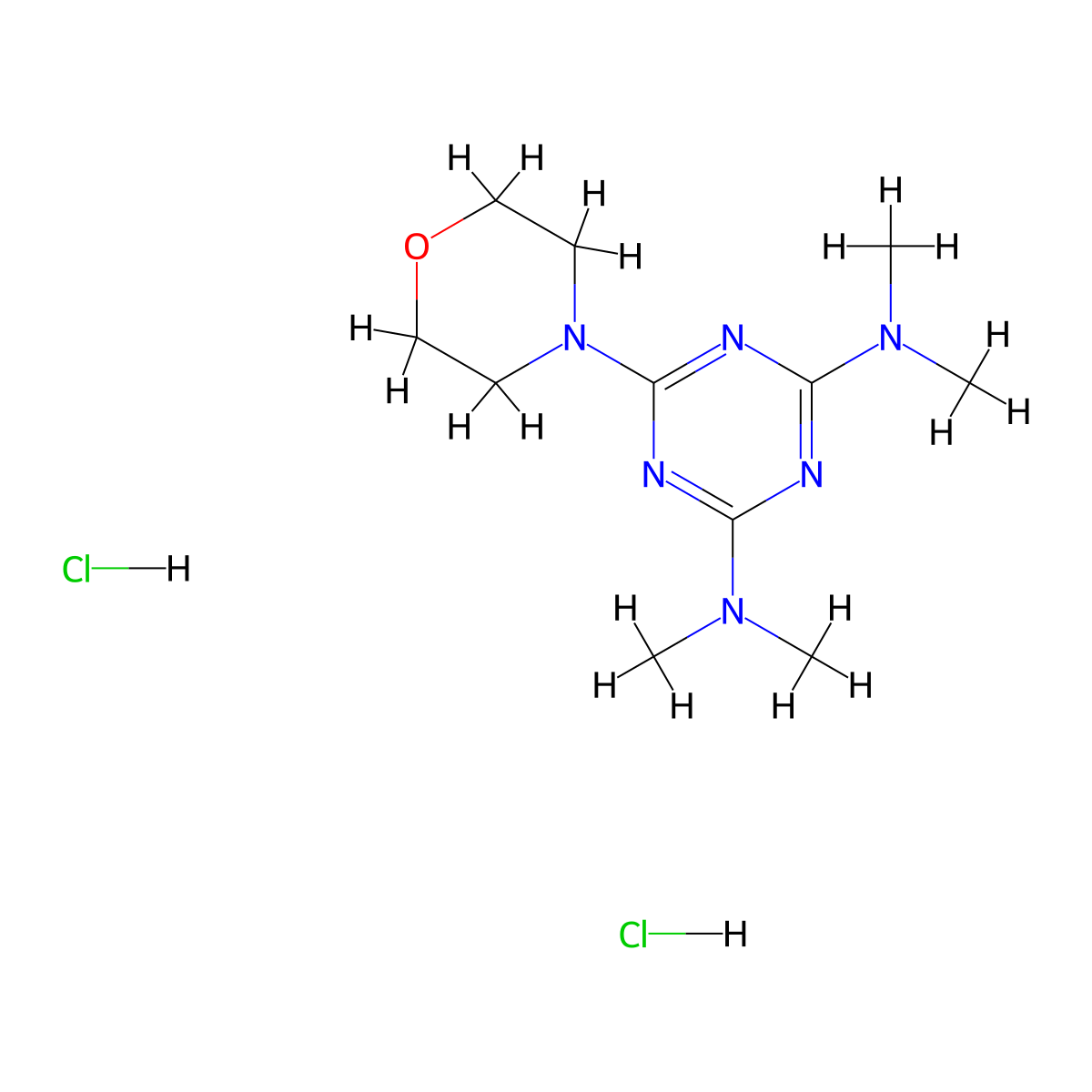 N2,N2,N4,N4-tetramethyl-6-morpholino-1,3,5-triazine-2,4-diamine dihydrochloride molecular structure, CAS 1179383-99-3