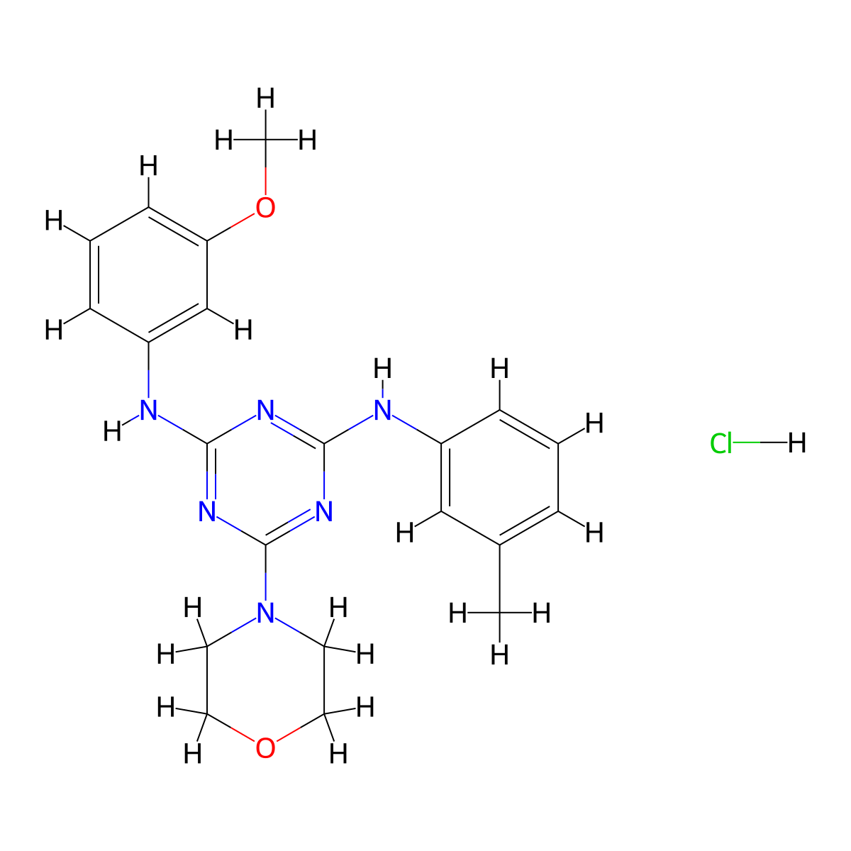 N2-(3-methoxyphenyl)-6-morpholino-N4-(m-tolyl)-1,3,5-triazine-2,4-diamine hydrochloride molecular structure, CAS 1179384-27-0