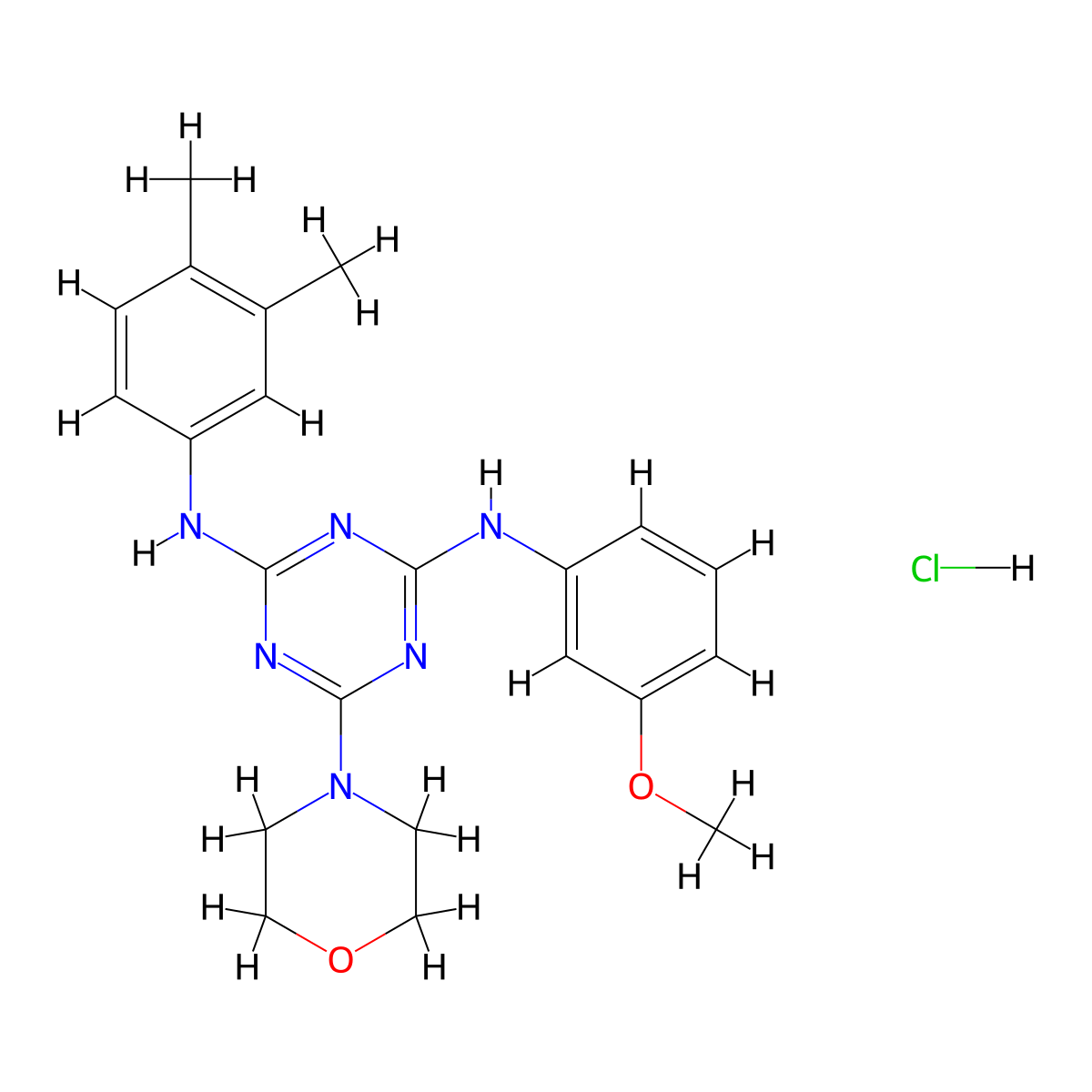 N2-(3,4-dimethylphenyl)-N4-(3-methoxyphenyl)-6-morpholino-1,3,5-triazine-2,4-diamine hydrochloride molecular structure, CAS 1179384-46-3