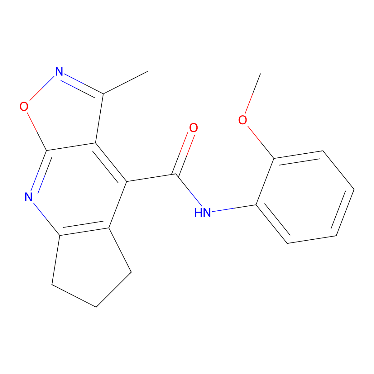N-(2-methoxyphenyl)-3-methyl-6,7-dihydro-5H-cyclopenta[b][1,2]oxazolo[4,5-e]pyridine-4-carboxamide molecular structure, CAS 1179384-60-1