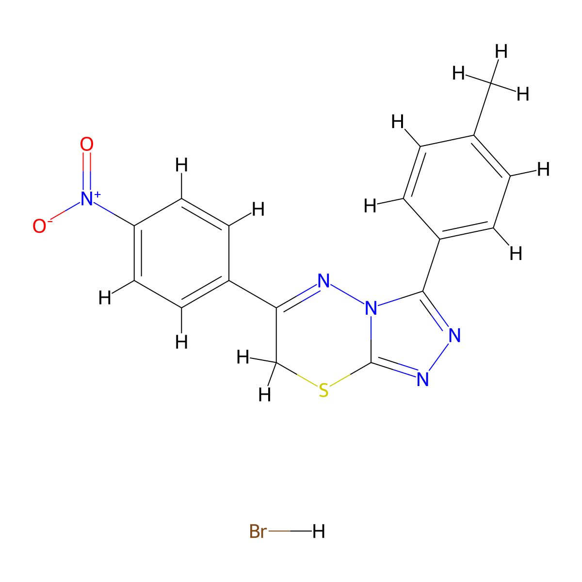 6-(4-nitrophenyl)-3-(p-tolyl)-7H-[1,2,4]triazolo[3,4-b][1,3,4]thiadiazine hydrobromide molecular structure, CAS 1179384-62-3