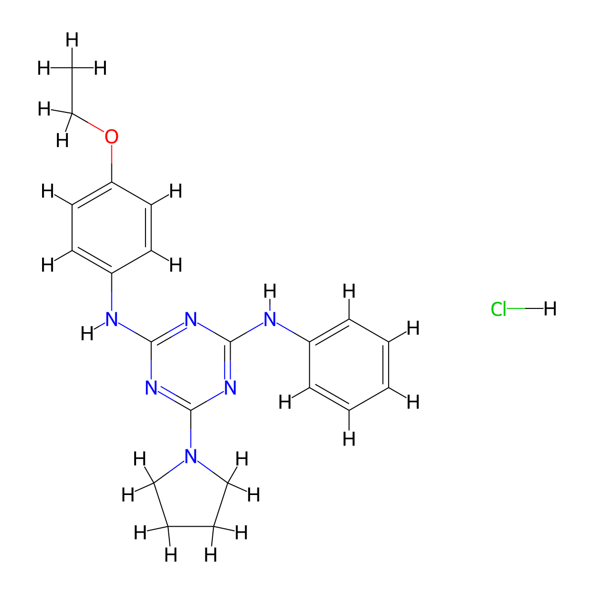 N2-(4-ethoxyphenyl)-N4-phenyl-6-(pyrrolidin-1-yl)-1,3,5-triazine-2,4-diamine hydrochloride molecular structure, CAS 1179384-74-7