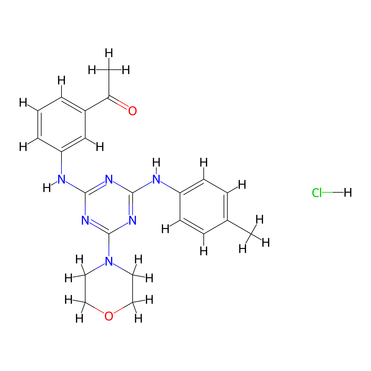 1-(3-((4-Morpholino-6-(p-tolylamino)-1,3,5-triazin-2-yl)amino)phenyl)ethanone hydrochloride molecular structure, CAS 1179385-12-6