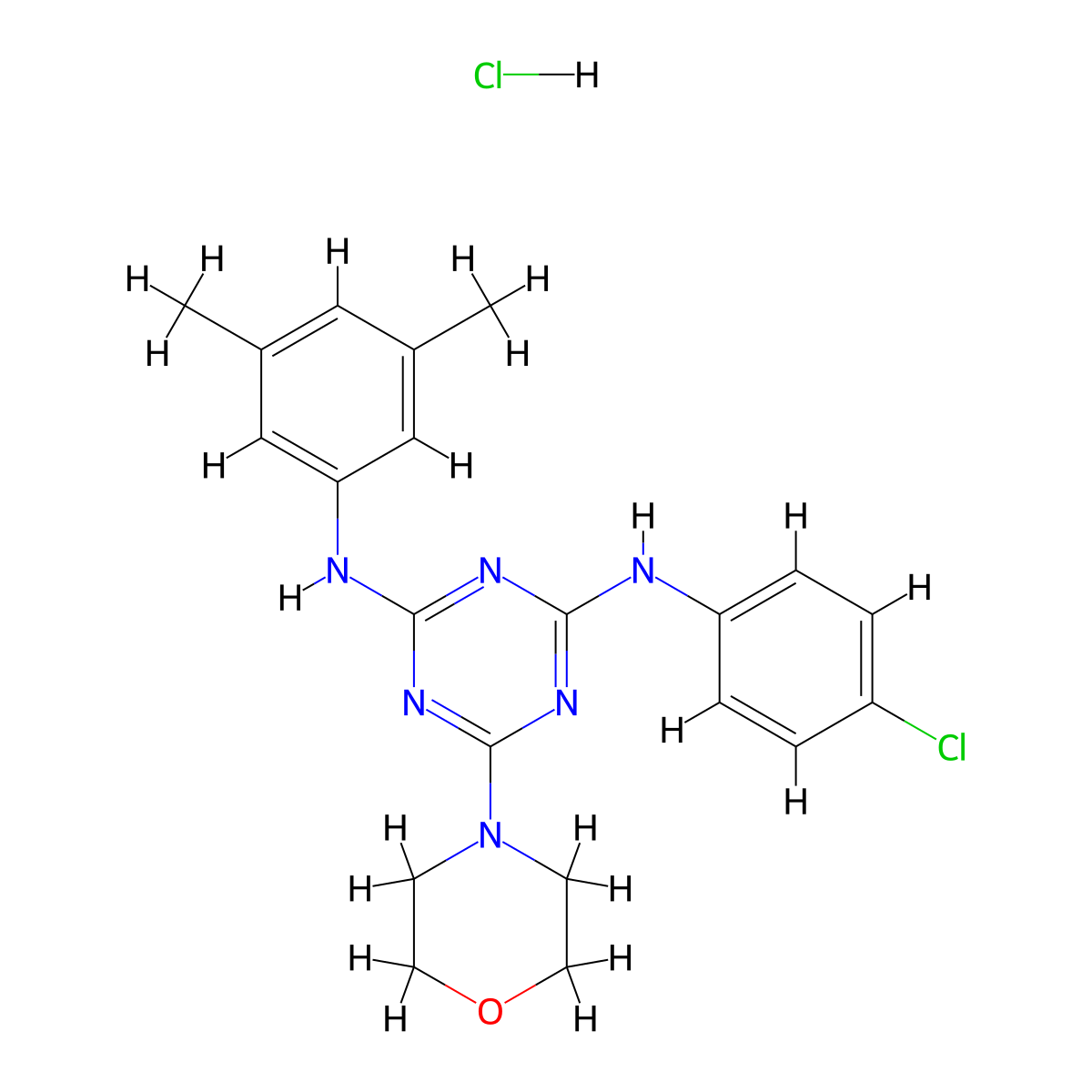 N2-(4-chlorophenyl)-N4-(3,5-dimethylphenyl)-6-morpholino-1,3,5-triazine-2,4-diamine hydrochloride molecular structure, CAS 1179385-73-9