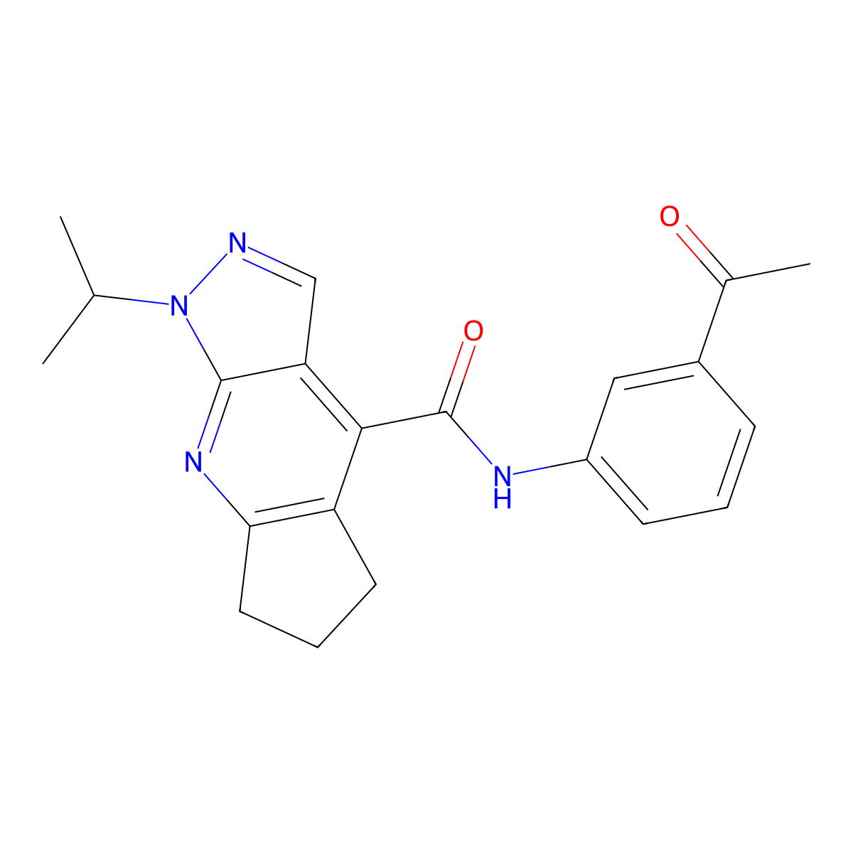 N-(3-acetylphenyl)-1-(propan-2-yl)-1,5,6,7-tetrahydrocyclopenta[b]pyrazolo[4,3-e]pyridine-4-carboxamide molecular structure, CAS 1179388-62-5