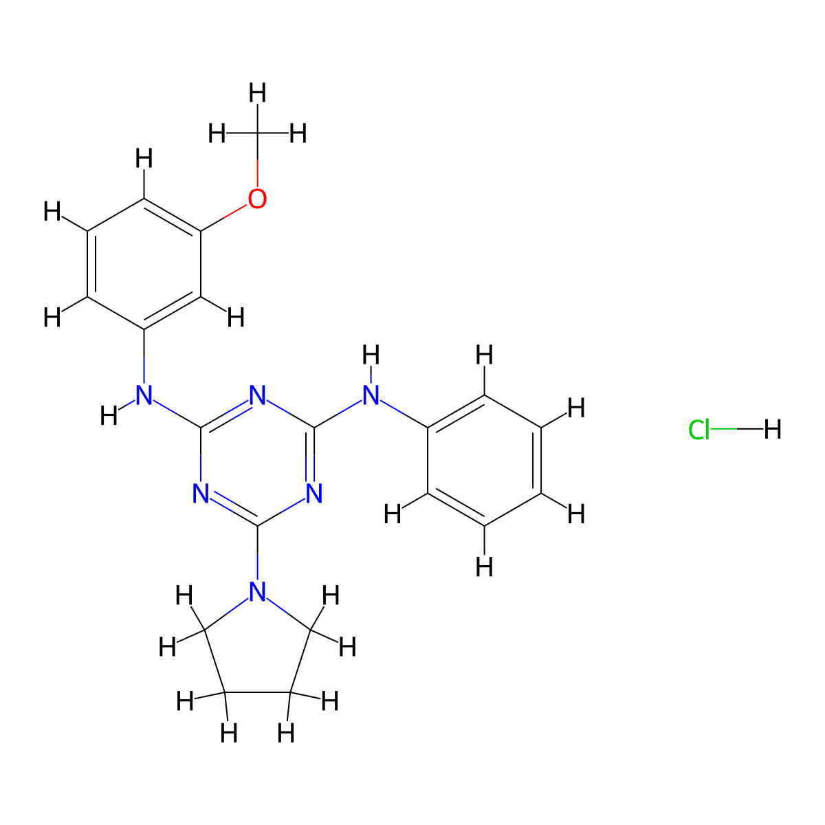 N2-(3-methoxyphenyl)-N4-phenyl-6-(pyrrolidin-1-yl)-1,3,5-triazine-2,4-diamine hydrochloride molecular structure, CAS 1179389-25-3