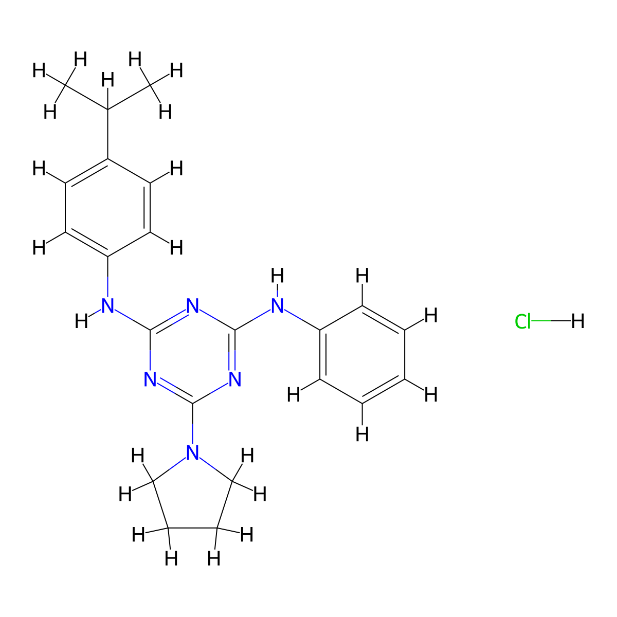 N2-(4-isopropylphenyl)-N4-phenyl-6-(pyrrolidin-1-yl)-1,3,5-triazine-2,4-diamine hydrochloride molecular structure, CAS 1179389-98-0