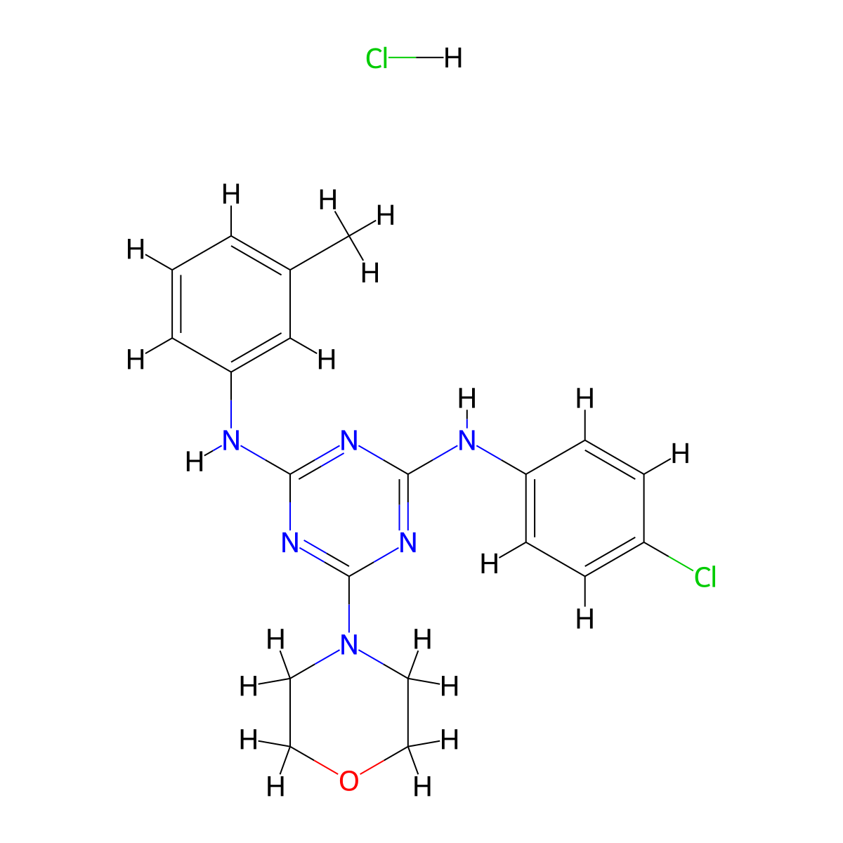 N2-(4-chlorophenyl)-6-morpholino-N4-(m-tolyl)-1,3,5-triazine-2,4-diamine hydrochloride molecular structure, CAS 1179390-23-8
