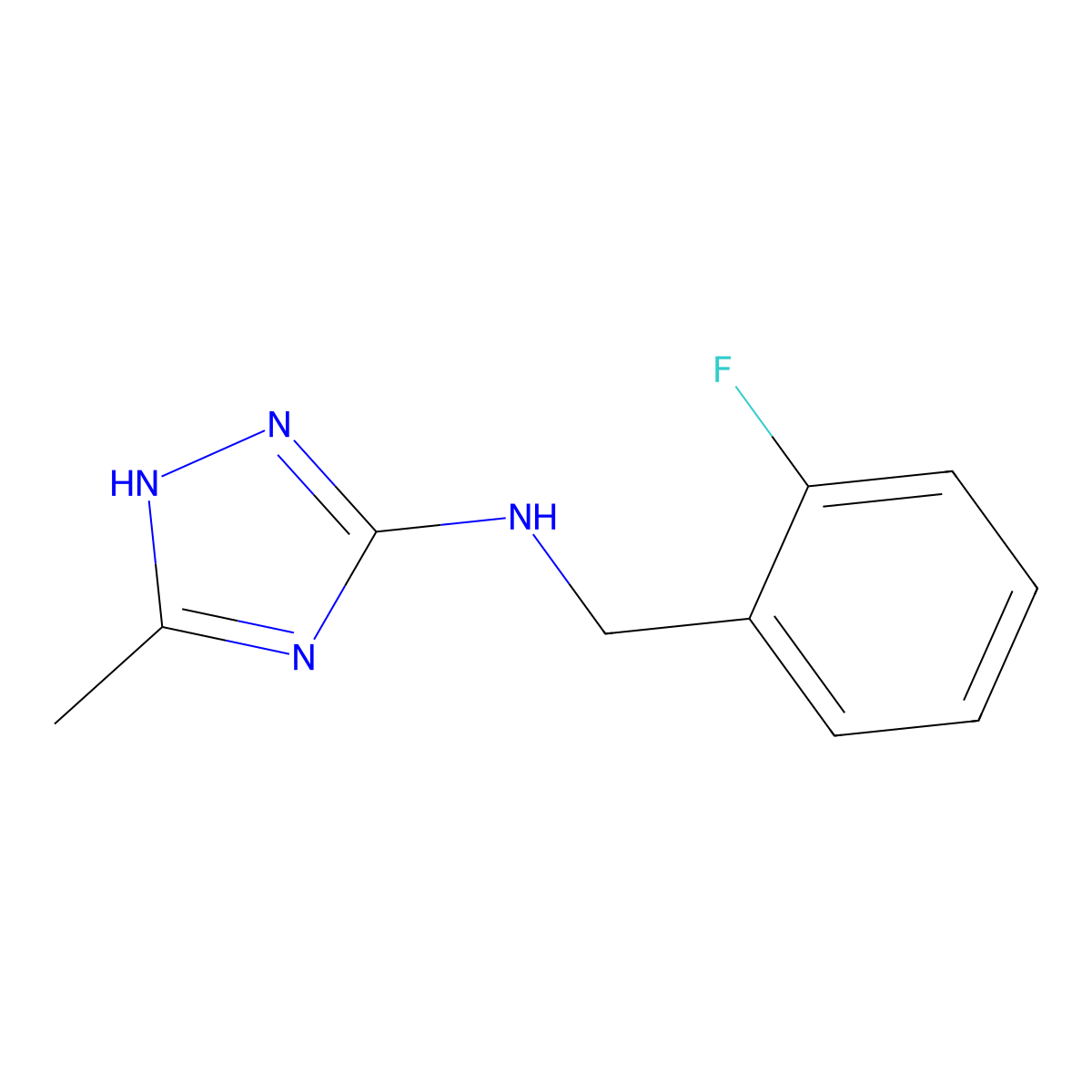 N-(2-fluorobenzyl)-3-methyl-1H-1,2,4-triazol-5-amine molecular structure, CAS 1179390-45-4