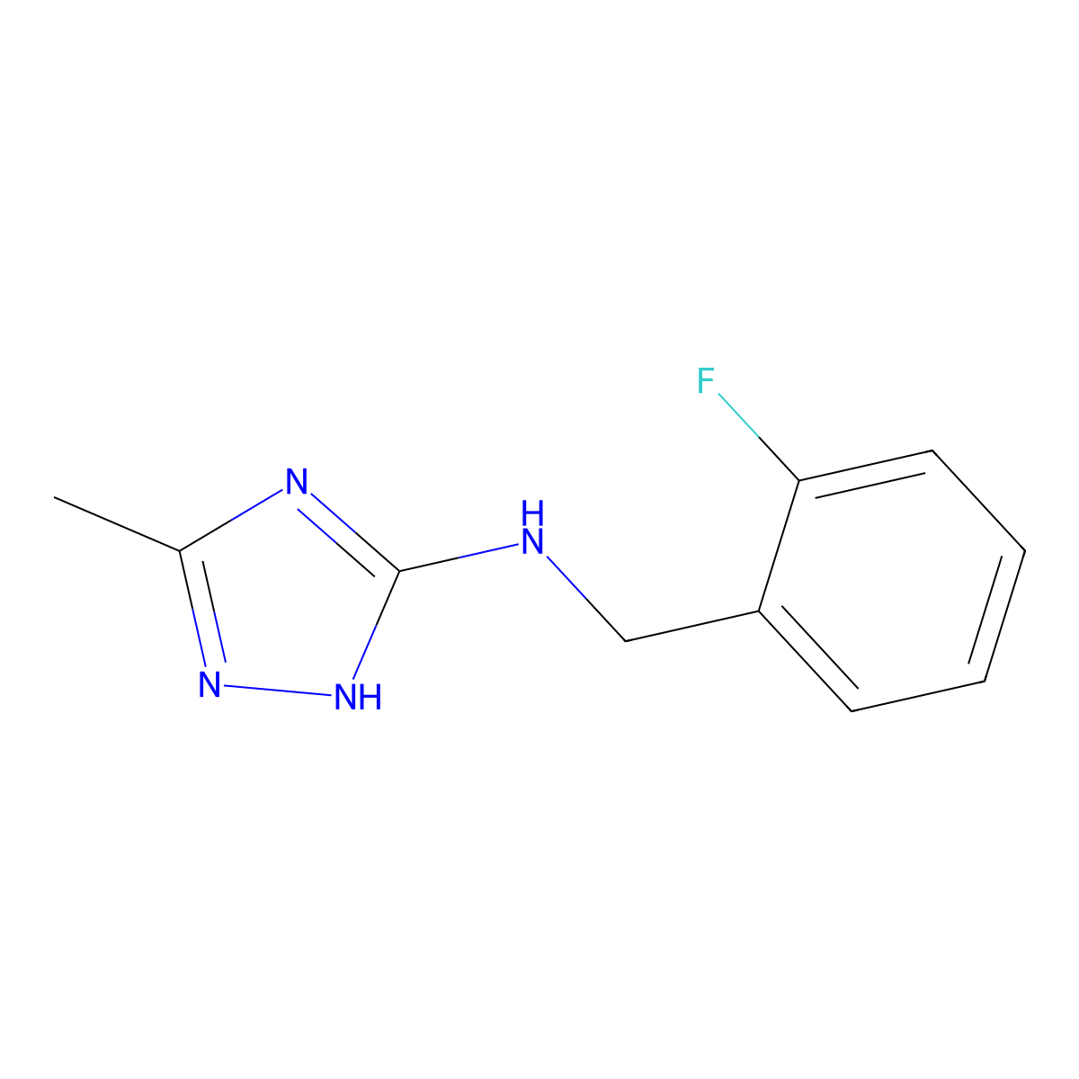 N-(2-fluorobenzyl)-3-methyl-1H-1,2,4-triazol-5-amine molecular structure, CAS 1179390-45-4
