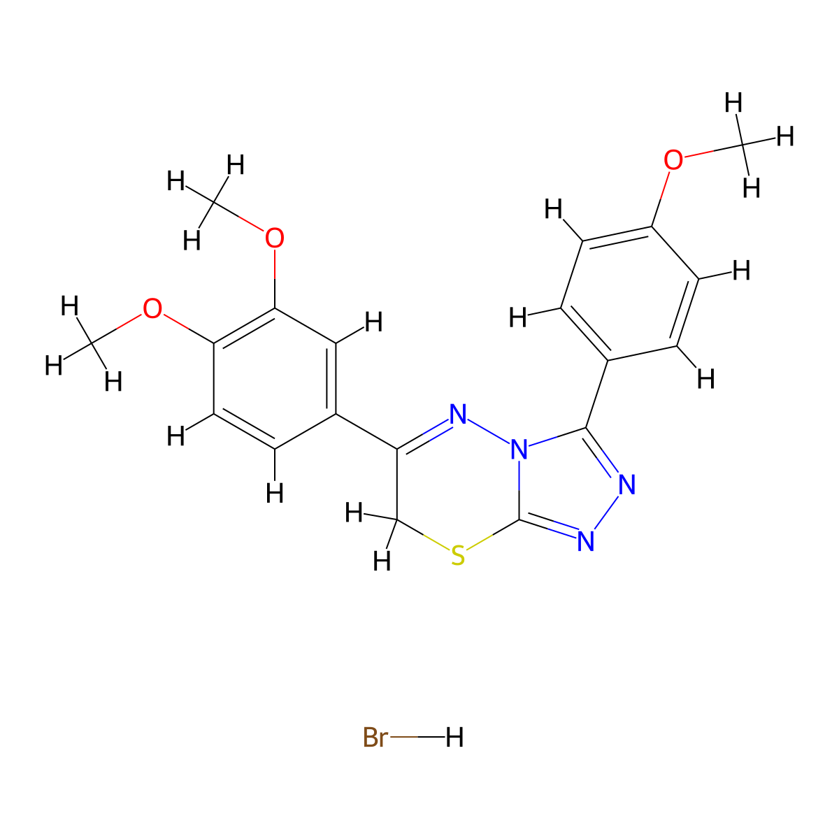 6-(3,4-dimethoxyphenyl)-3-(4-methoxyphenyl)-7H-[1,2,4]triazolo[3,4-b][1,3,4]thiadiazine hydrobromide molecular structure, CAS 1179391-38-8