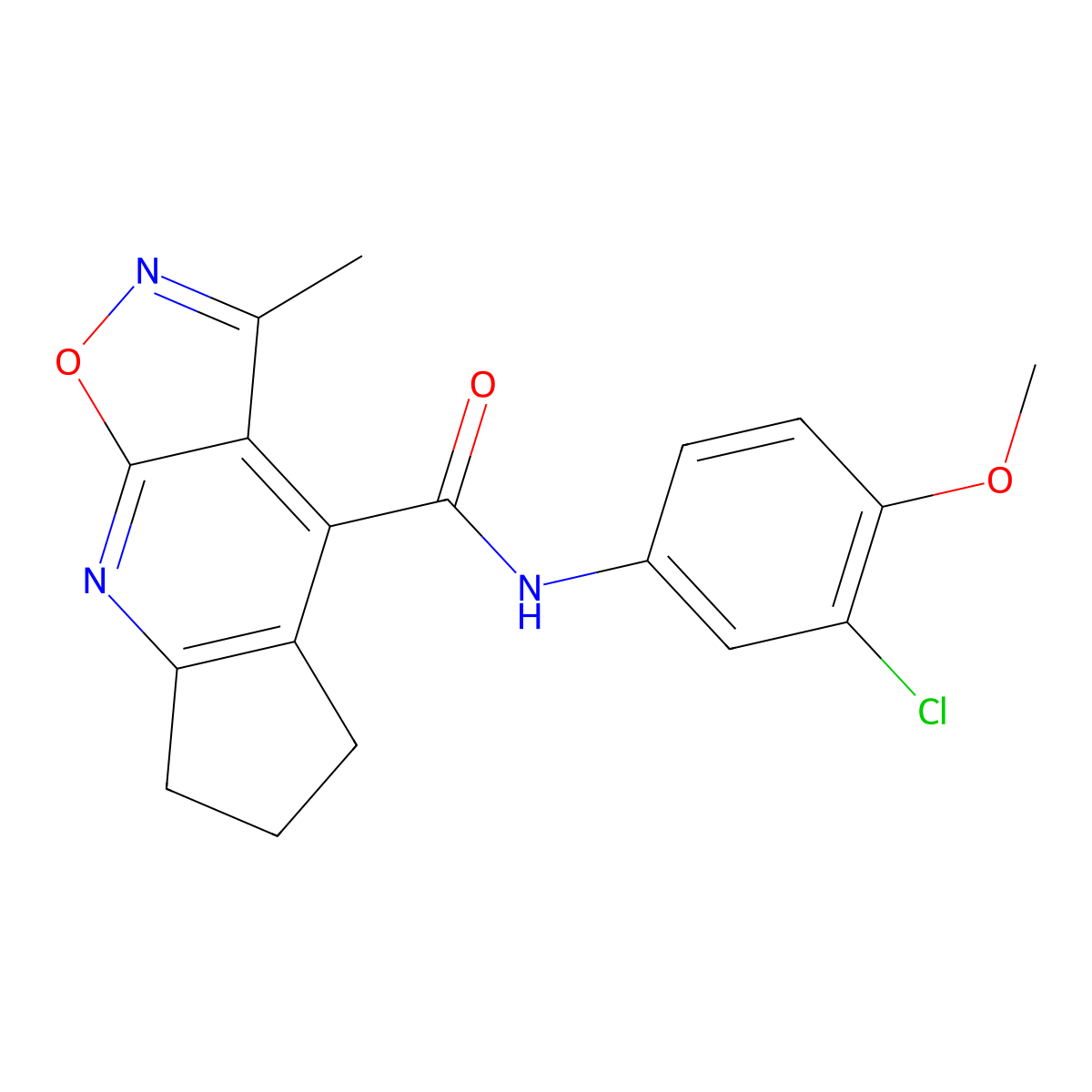 N-(3-chloro-4-methoxyphenyl)-3-methyl-6,7-dihydro-5H-cyclopenta[b][1,2]oxazolo[4,5-e]pyridine-4-carboxamide molecular structure, CAS 1179393-08-8
