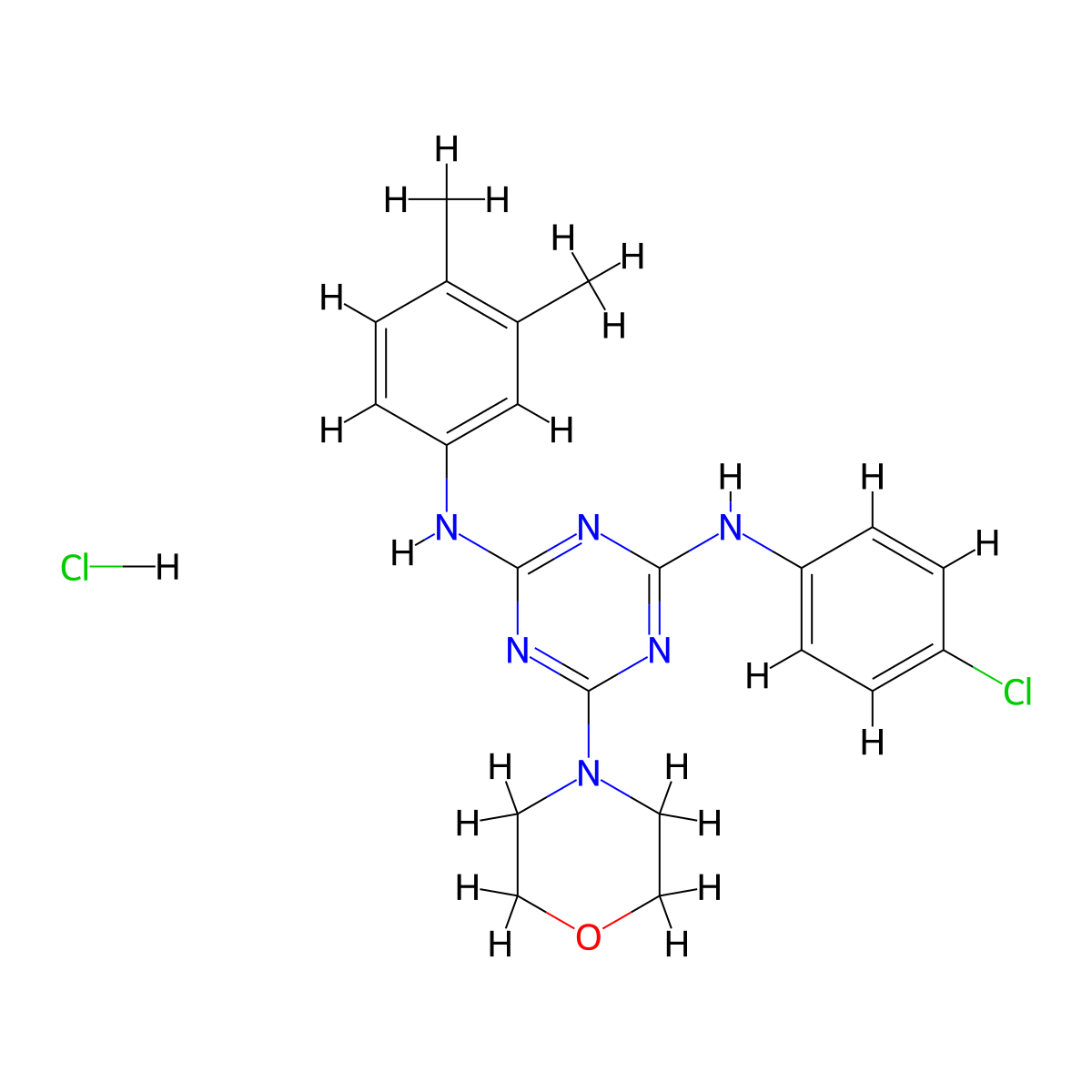N2-(4-chlorophenyl)-N4-(3,4-dimethylphenyl)-6-morpholino-1,3,5-triazine-2,4-diamine hydrochloride molecular structure, CAS 1179393-30-6