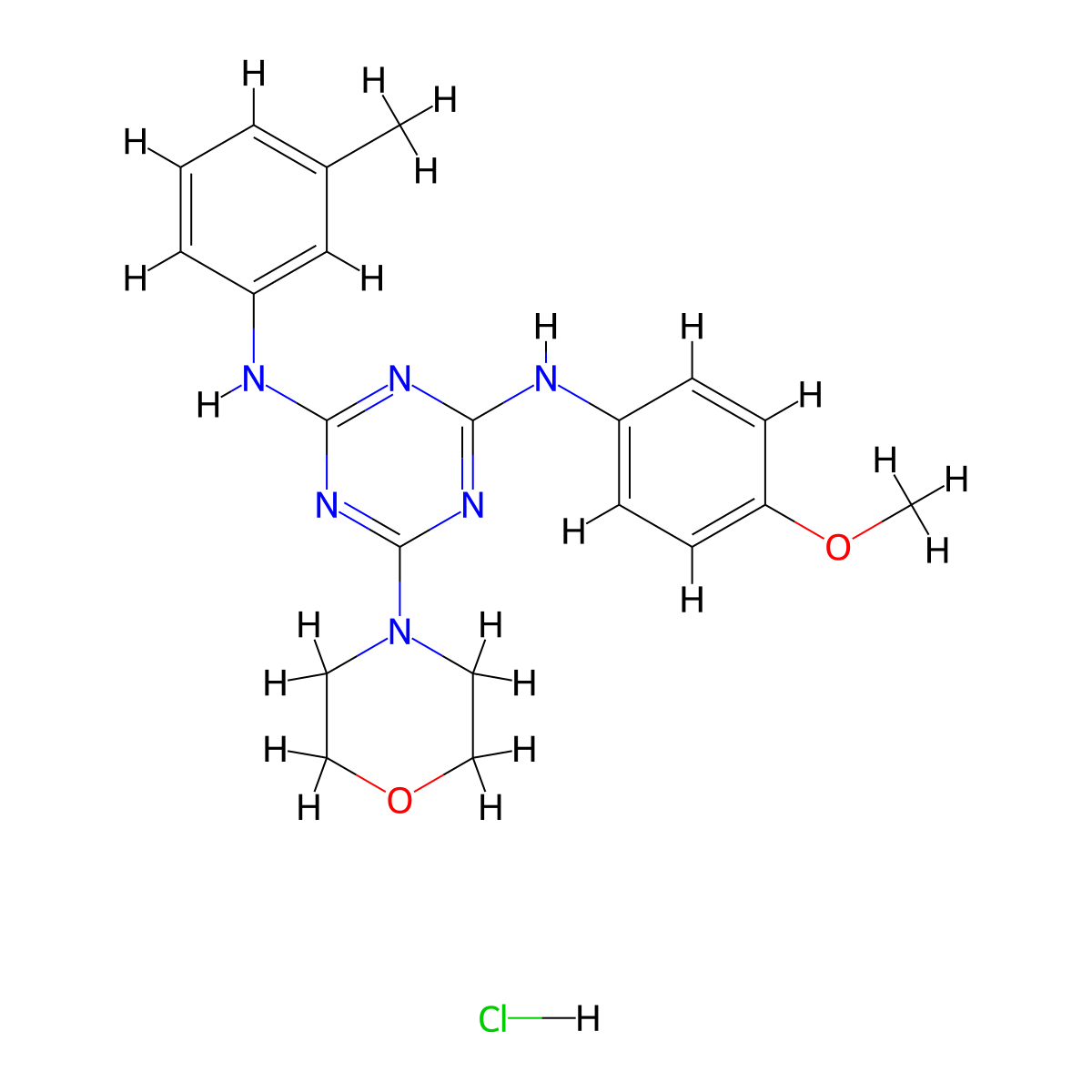 N2-(4-methoxyphenyl)-6-morpholino-N4-(m-tolyl)-1,3,5-triazine-2,4-diamine hydrochloride molecular structure, CAS 1179395-07-3