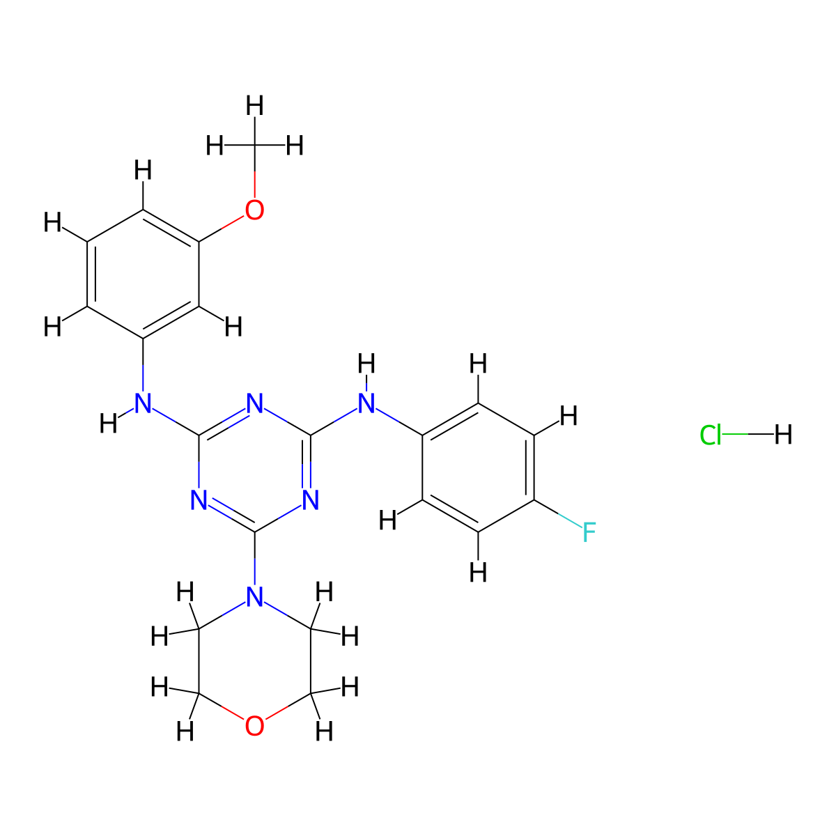 N2-(4-fluorophenyl)-N4-(3-methoxyphenyl)-6-morpholino-1,3,5-triazine-2,4-diamine hydrochloride molecular structure, CAS 1179396-02-1