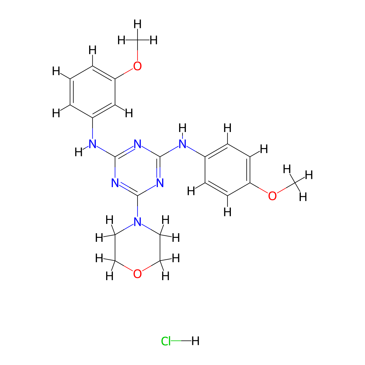 N2-(3-methoxyphenyl)-N4-(4-methoxyphenyl)-6-morpholino-1,3,5-triazine-2,4-diamine hydrochloride molecular structure, CAS 1179396-24-7