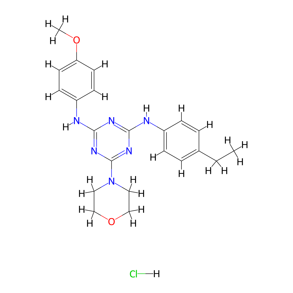 N2-(4-ethylphenyl)-N4-(4-methoxyphenyl)-6-morpholino-1,3,5-triazine-2,4-diamine hydrochloride molecular structure, CAS 1179396-90-7