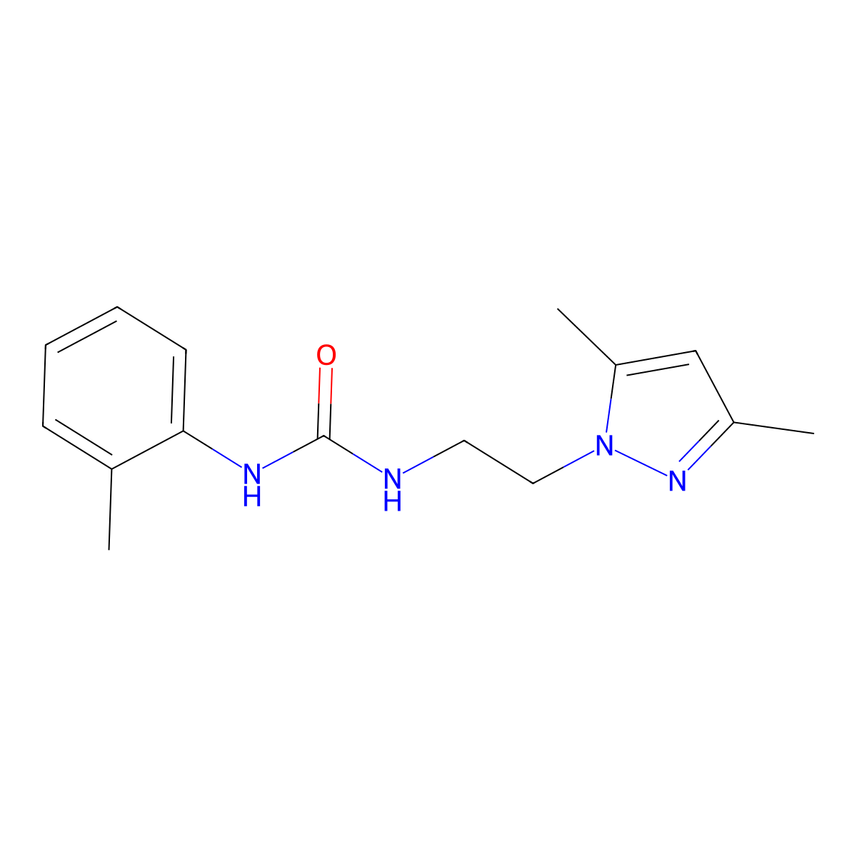 3-[2-(3,5-dimethyl-1H-pyrazol-1-yl)ethyl]-1-(2-methylphenyl)urea molecular structure, CAS 1179397-80-8