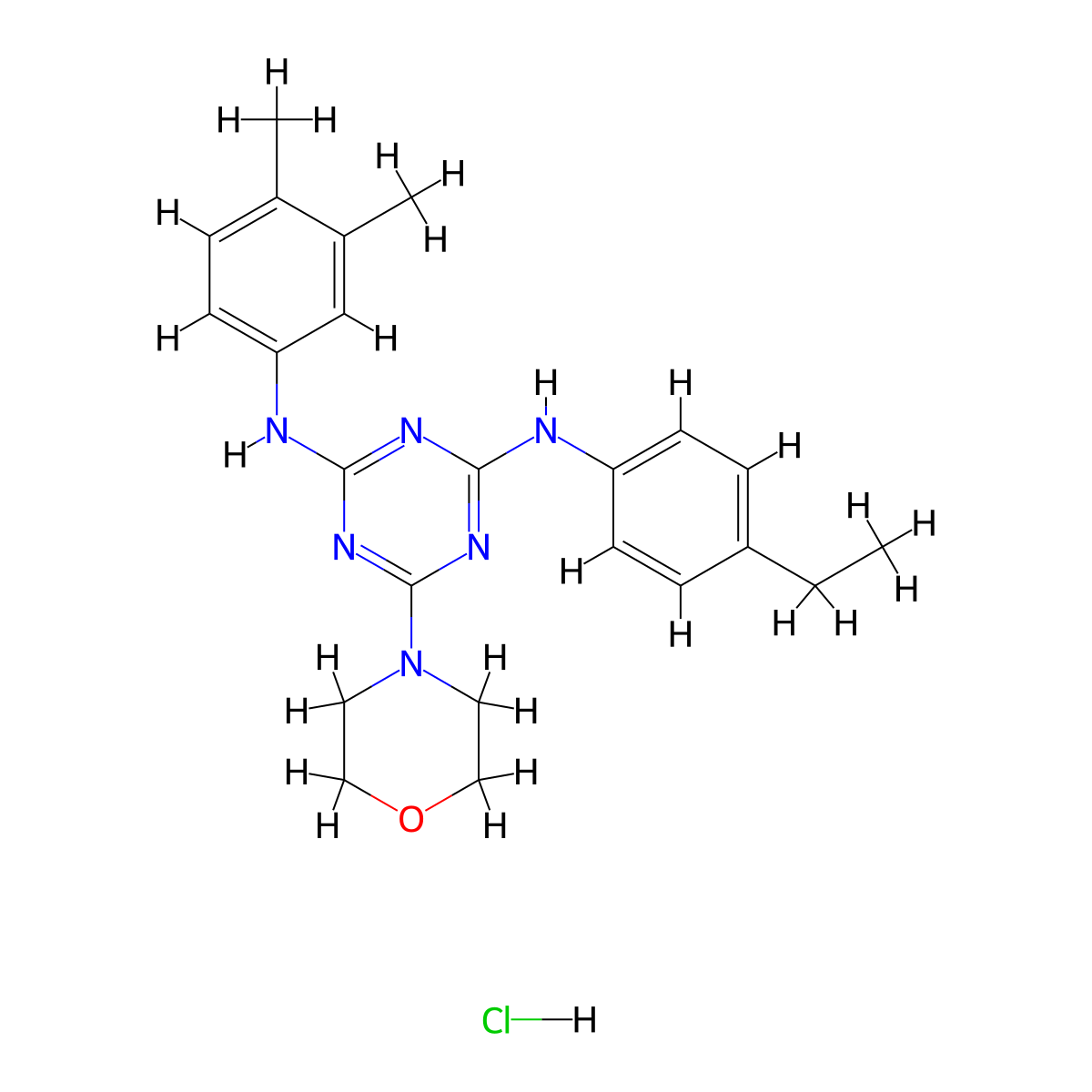 N2-(3,4-dimethylphenyl)-N4-(4-ethylphenyl)-6-morpholino-1,3,5-triazine-2,4-diamine hydrochloride molecular structure, CAS 1179398-43-6