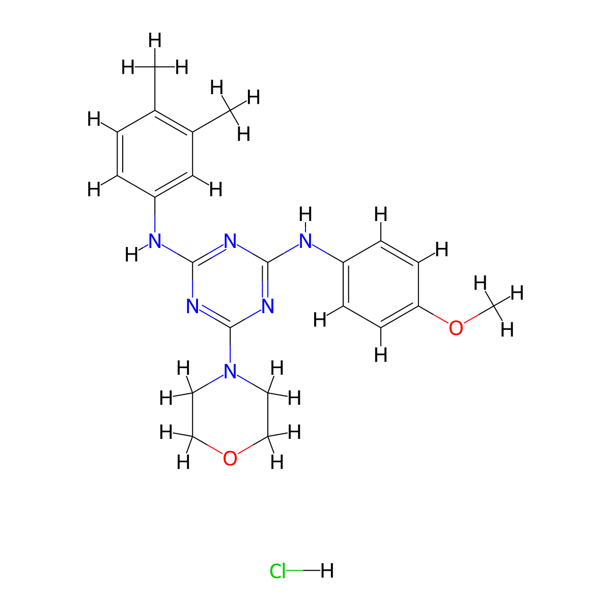 N2-(3,4-dimethylphenyl)-N4-(4-methoxyphenyl)-6-morpholino-1,3,5-triazine-2,4-diamine hydrochloride molecular structure, CAS 1179401-07-0