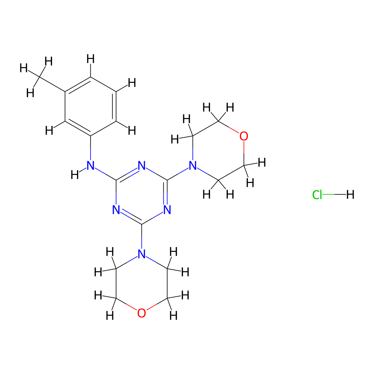 4,6-dimorpholino-N-(m-tolyl)-1,3,5-triazin-2-amine hydrochloride molecular structure, CAS 1179401-10-5