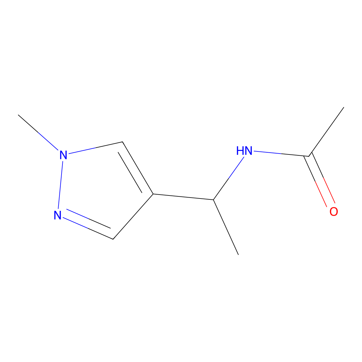N-(1-(1-Methyl-1H-pyrazol-4-yl)ethyl)acetamide molecular structure, CAS 1179401-23-0