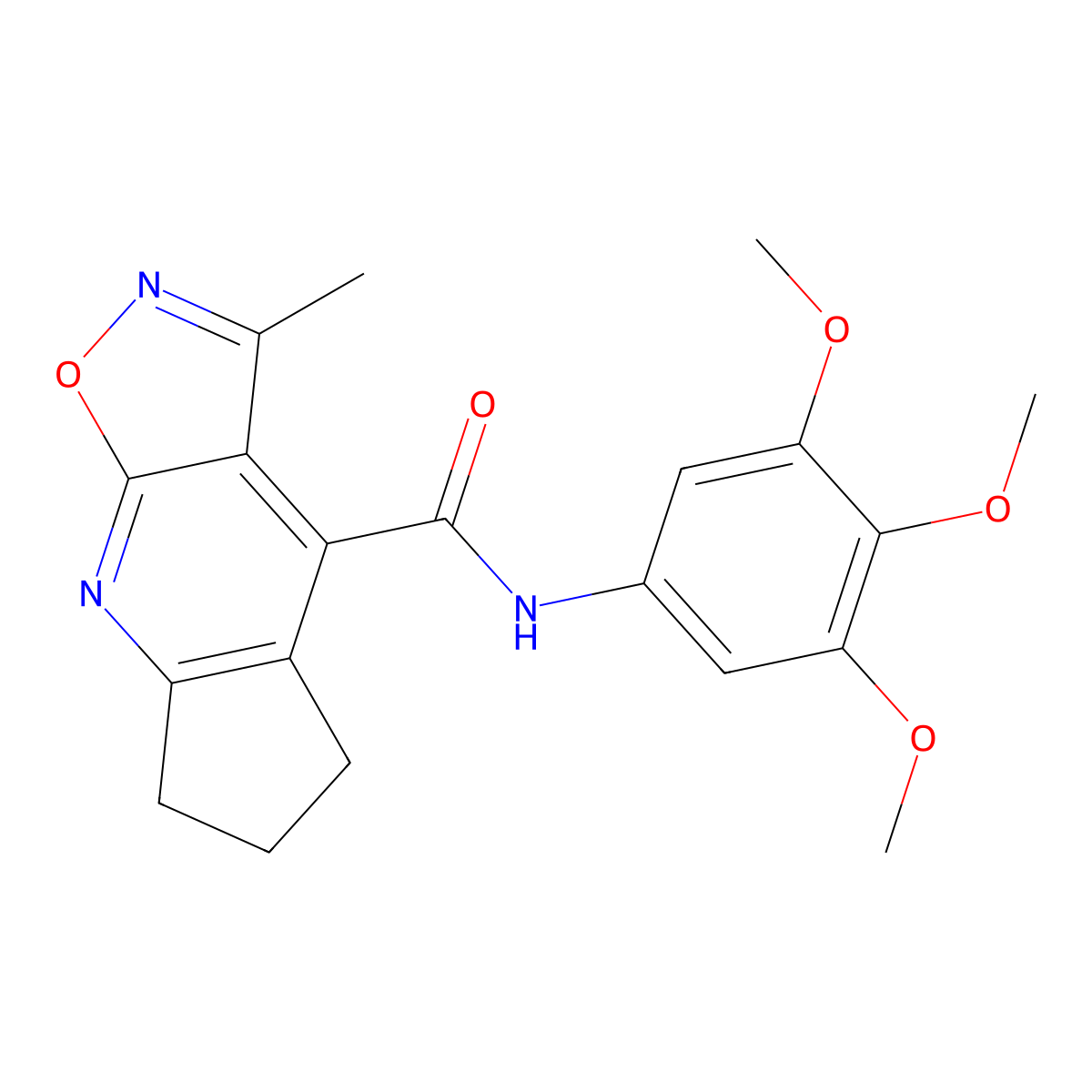 3-methyl-N-(3,4,5-trimethoxyphenyl)-6,7-dihydro-5H-cyclopenta[b][1,2]oxazolo[4,5-e]pyridine-4-carboxamide molecular structure, CAS 1179401-53-6