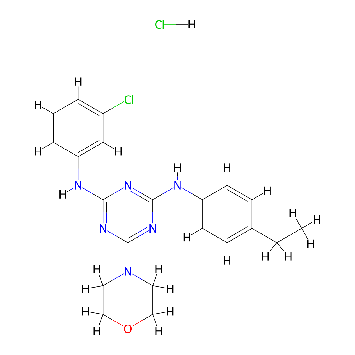 N2-(3-chlorophenyl)-N4-(4-ethylphenyl)-6-morpholino-1,3,5-triazine-2,4-diamine hydrochloride molecular structure, CAS 1179401-74-1