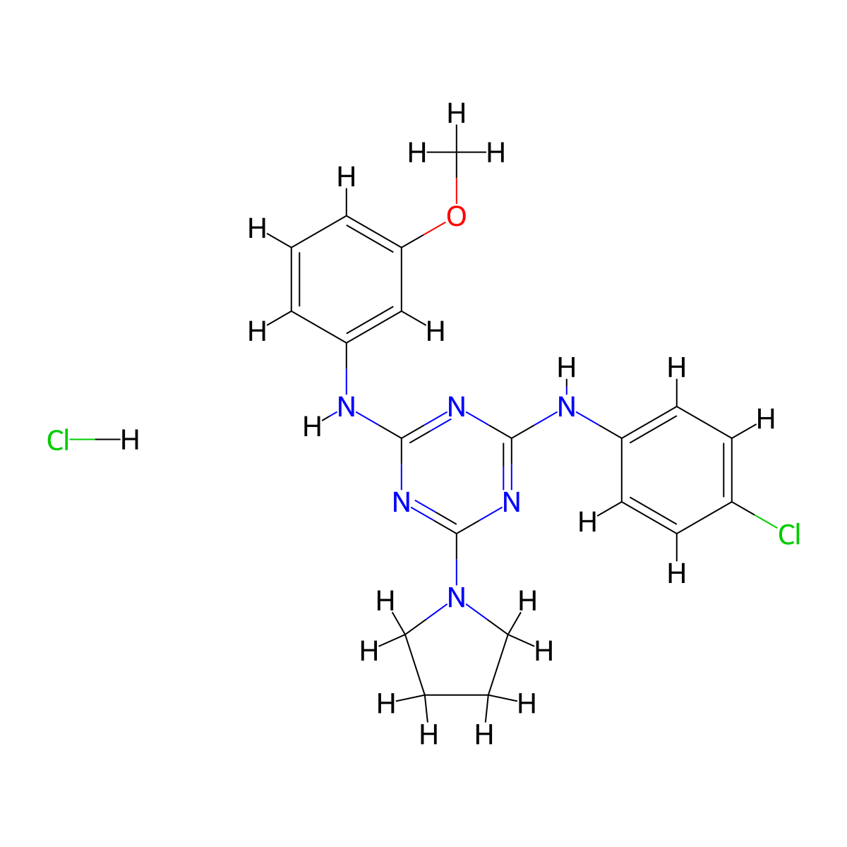 N2-(4-chlorophenyl)-N4-(3-methoxyphenyl)-6-(pyrrolidin-1-yl)-1,3,5-triazine-2,4-diamine hydrochloride molecular structure, CAS 1179402-14-2