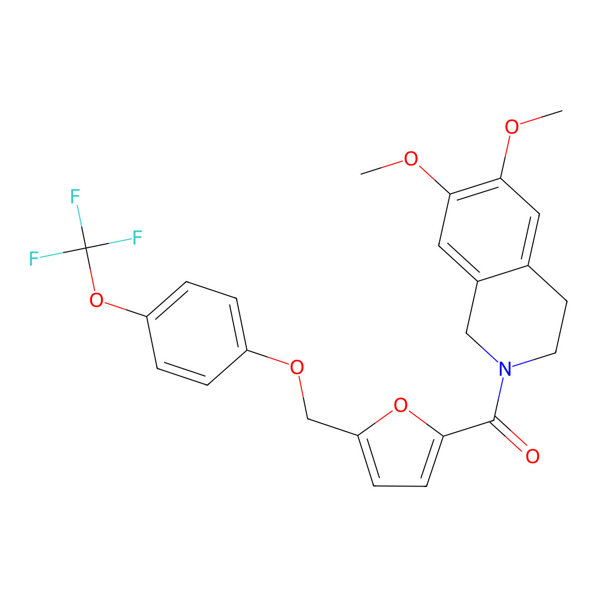 (6,7-dimethoxy-3,4-dihydroisoquinolin-2(1H)-yl)(5-{[4-(trifluoromethoxy)phenoxy]methyl}furan-2-yl)methanone molecular structure, CAS 1179402-25-5