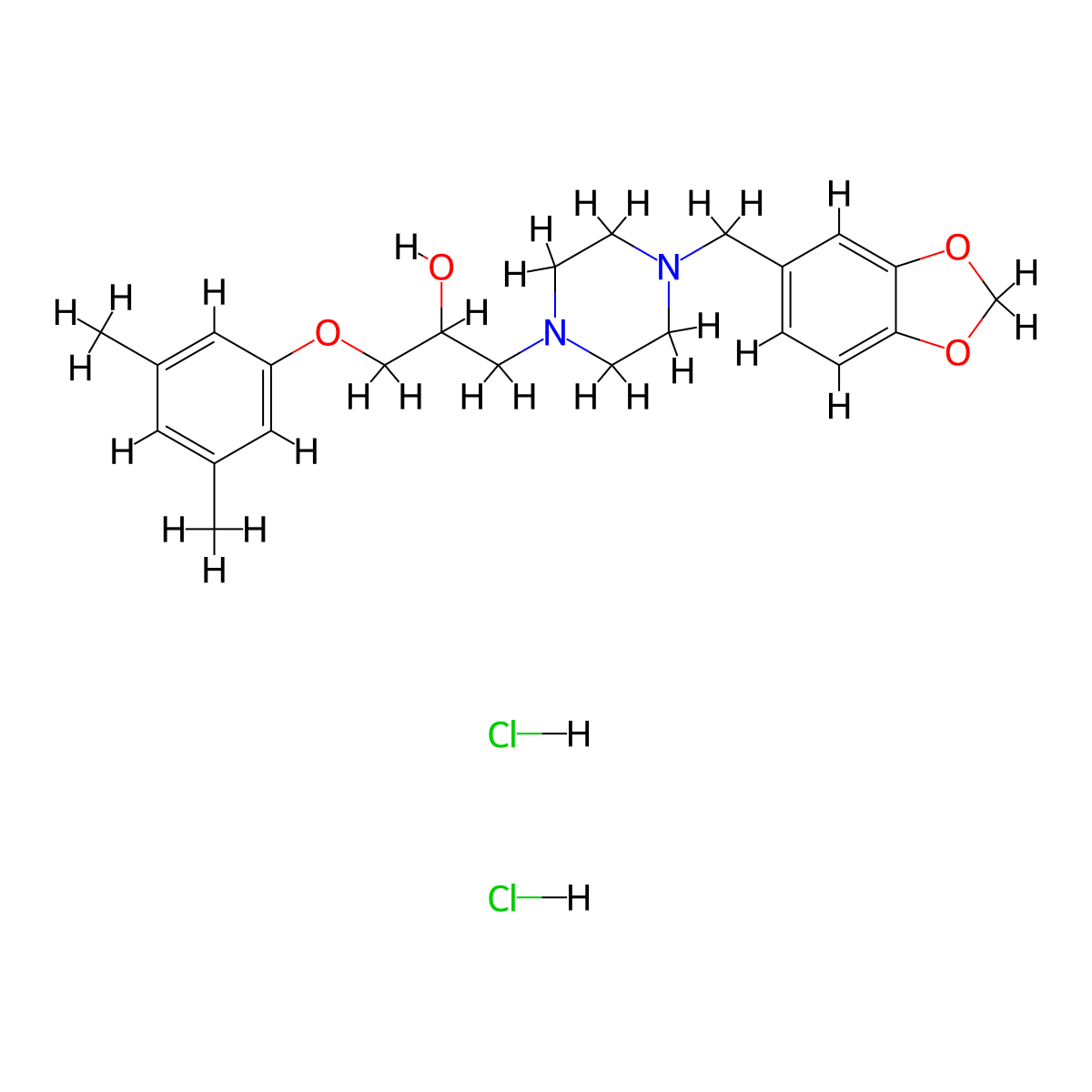 1-(4-(Benzo[d][1,3]dioxol-5-ylmethyl)piperazin-1-yl)-3-(3,5-dimethylphenoxy)propan-2-ol dihydrochloride molecular structure, CAS 1179405-04-9