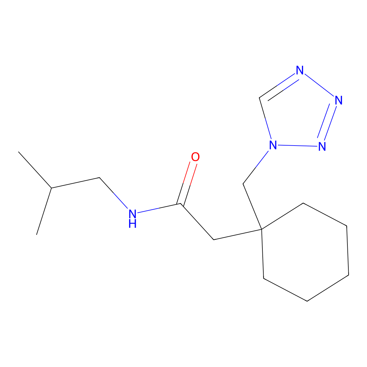 N-(2-methylpropyl)-2-[1-(1H-tetrazol-1-ylmethyl)cyclohexyl]acetamide molecular structure, CAS 1179405-66-3