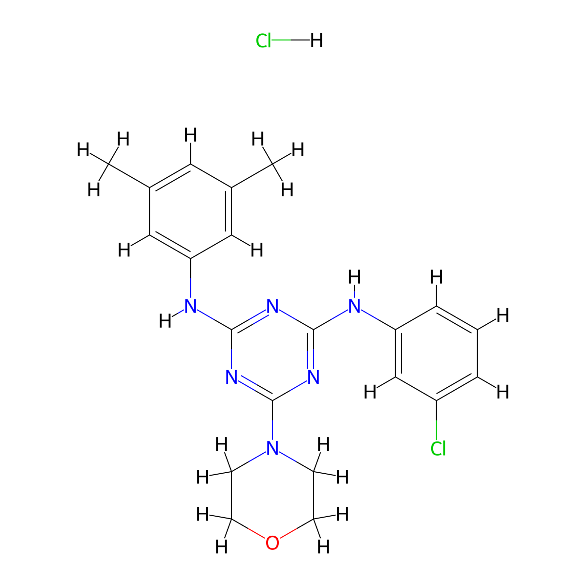 N2-(3-Chlorophenyl)-N4-(3,5-dimethylphenyl)-6-(morpholin-4-YL)-1,3,5-triazine-2,4-diamine hydrochloride molecular structure, CAS 1179406-67-7