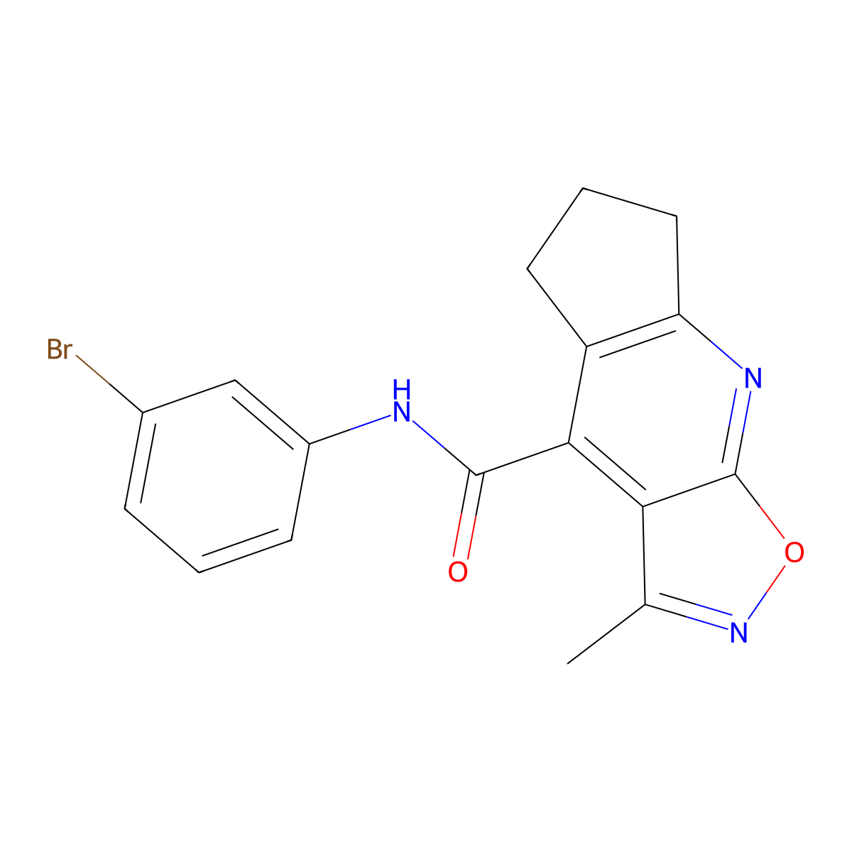 N-(3-bromophenyl)-3-methyl-6,7-dihydro-5H-cyclopenta[b][1,2]oxazolo[4,5-e]pyridine-4-carboxamide molecular structure, CAS 1179406-76-8