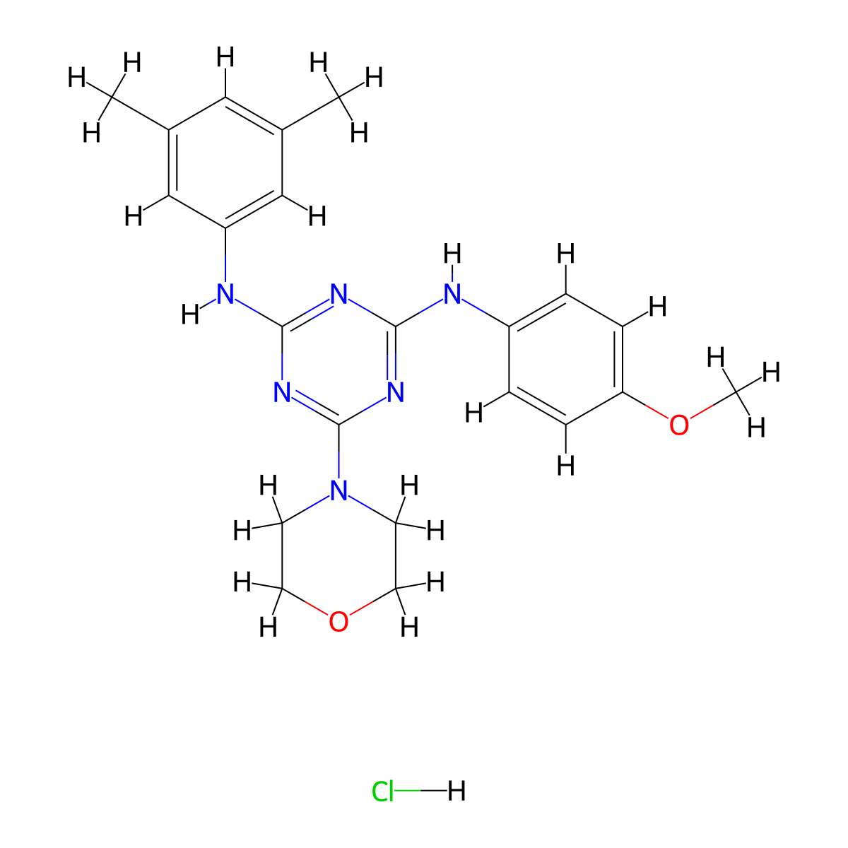 N2-(3,5-dimethylphenyl)-N4-(4-methoxyphenyl)-6-morpholino-1,3,5-triazine-2,4-diamine hydrochloride molecular structure, CAS 1179406-78-0