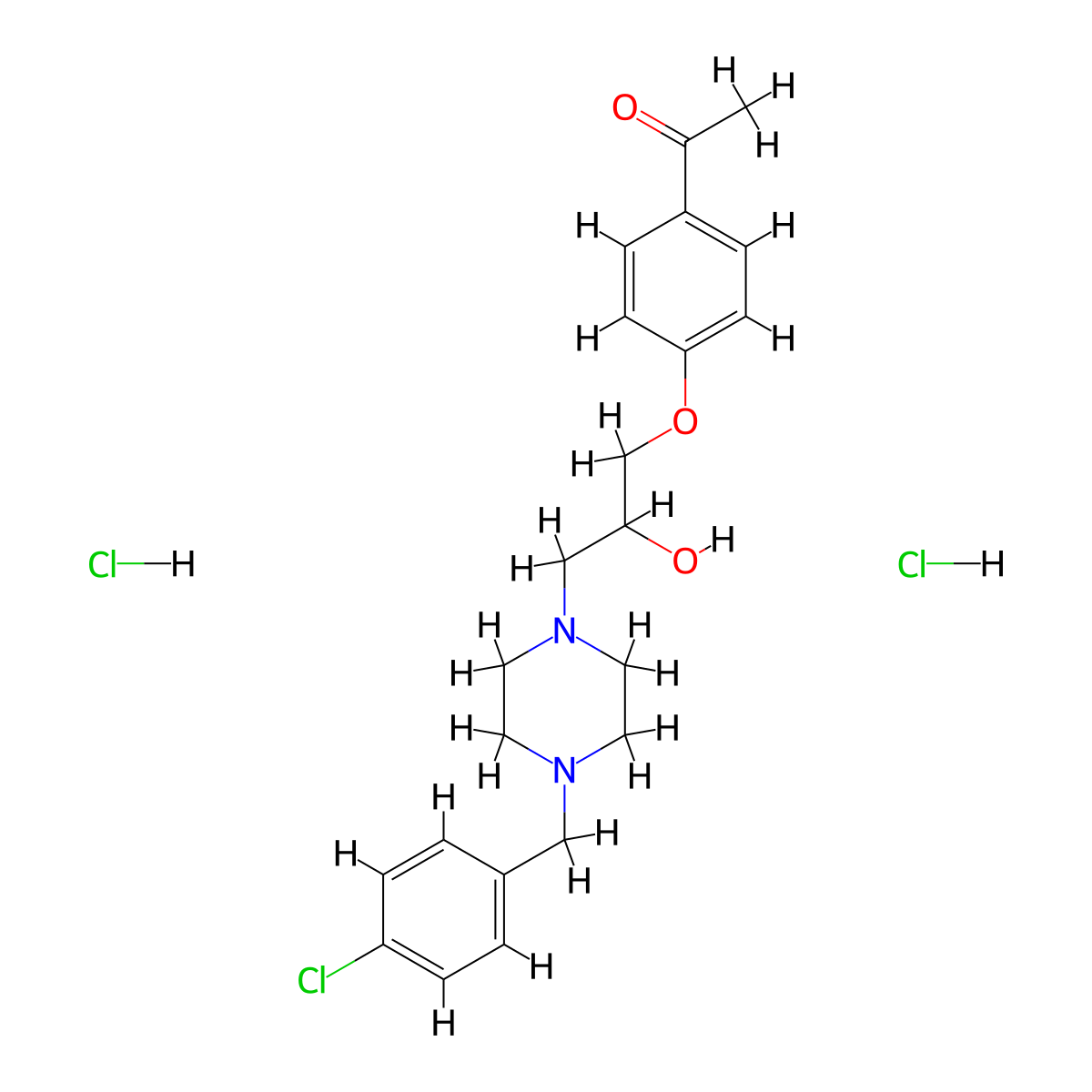 1-[4-(3-{4-[(4-Chlorophenyl)methyl]piperazin-1-yl}-2-hydroxypropoxy)phenyl]ethan-1-one dihydrochloride molecular structure, CAS 1179408-15-1