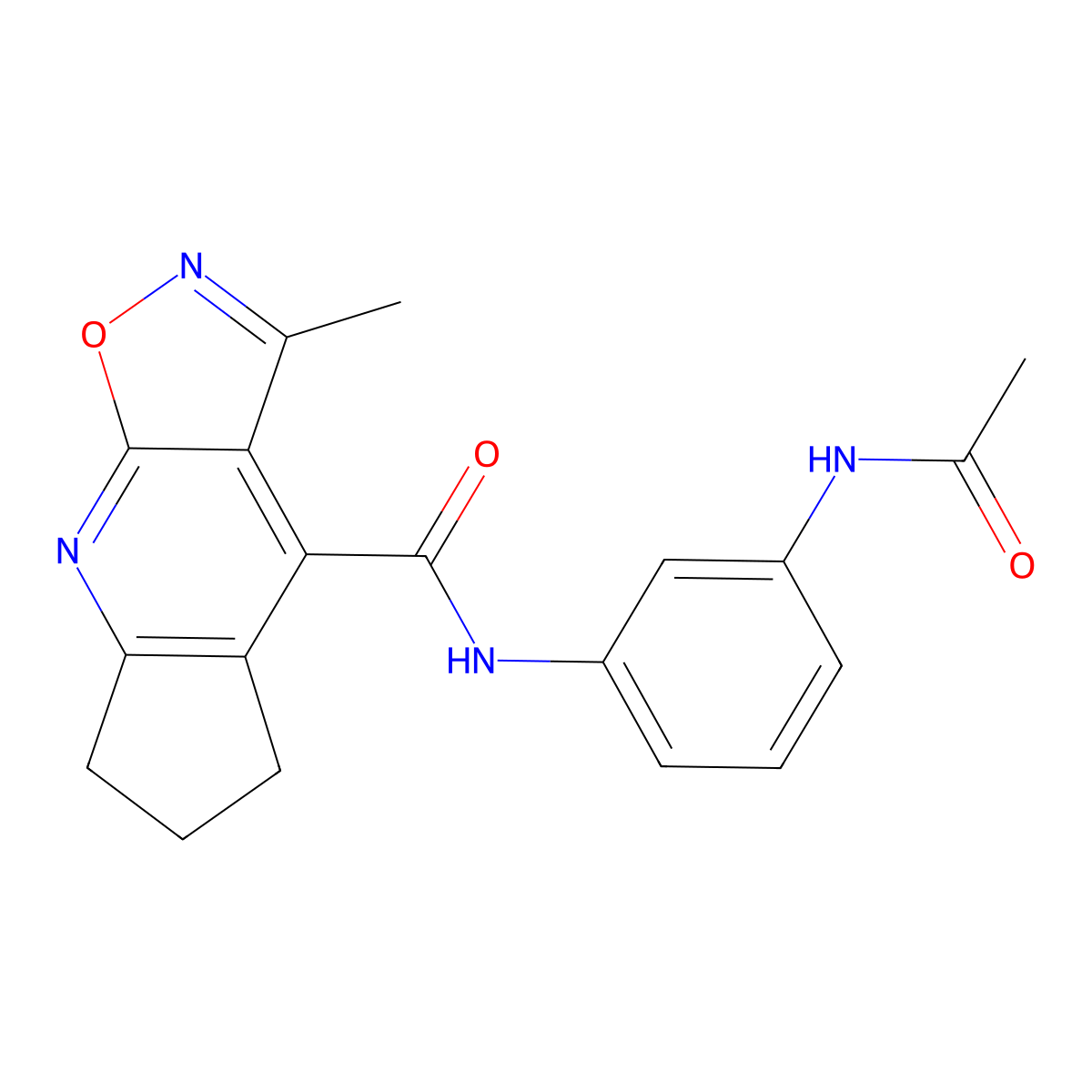 N-[3-(acetylamino)phenyl]-3-methyl-6,7-dihydro-5H-cyclopenta[b][1,2]oxazolo[4,5-e]pyridine-4-carboxamide molecular structure, CAS 1179409-46-1