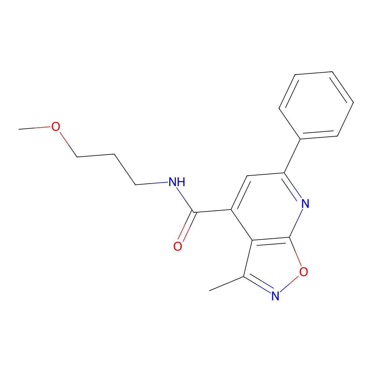N-(3-methoxypropyl)-3-methyl-6-phenylisoxazolo[5,4-b]pyridine-4-carboxamide molecular structure, CAS 1179410-00-4