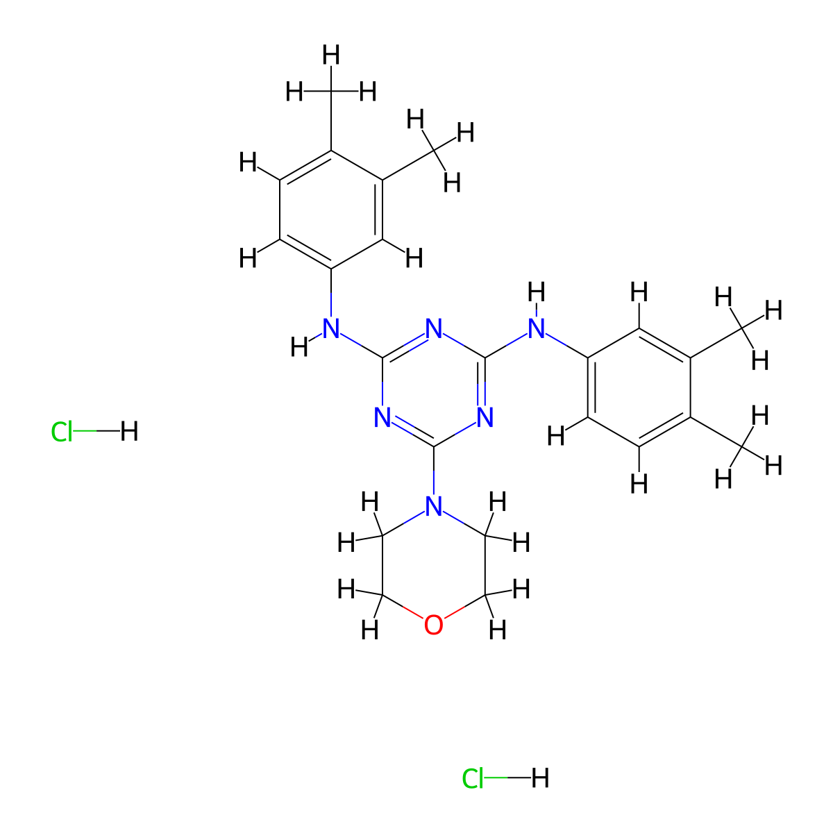 N2,N4-bis(3,4-dimethylphenyl)-6-morpholino-1,3,5-triazine-2,4-diamine dihydrochloride molecular structure, CAS 1179411-52-9