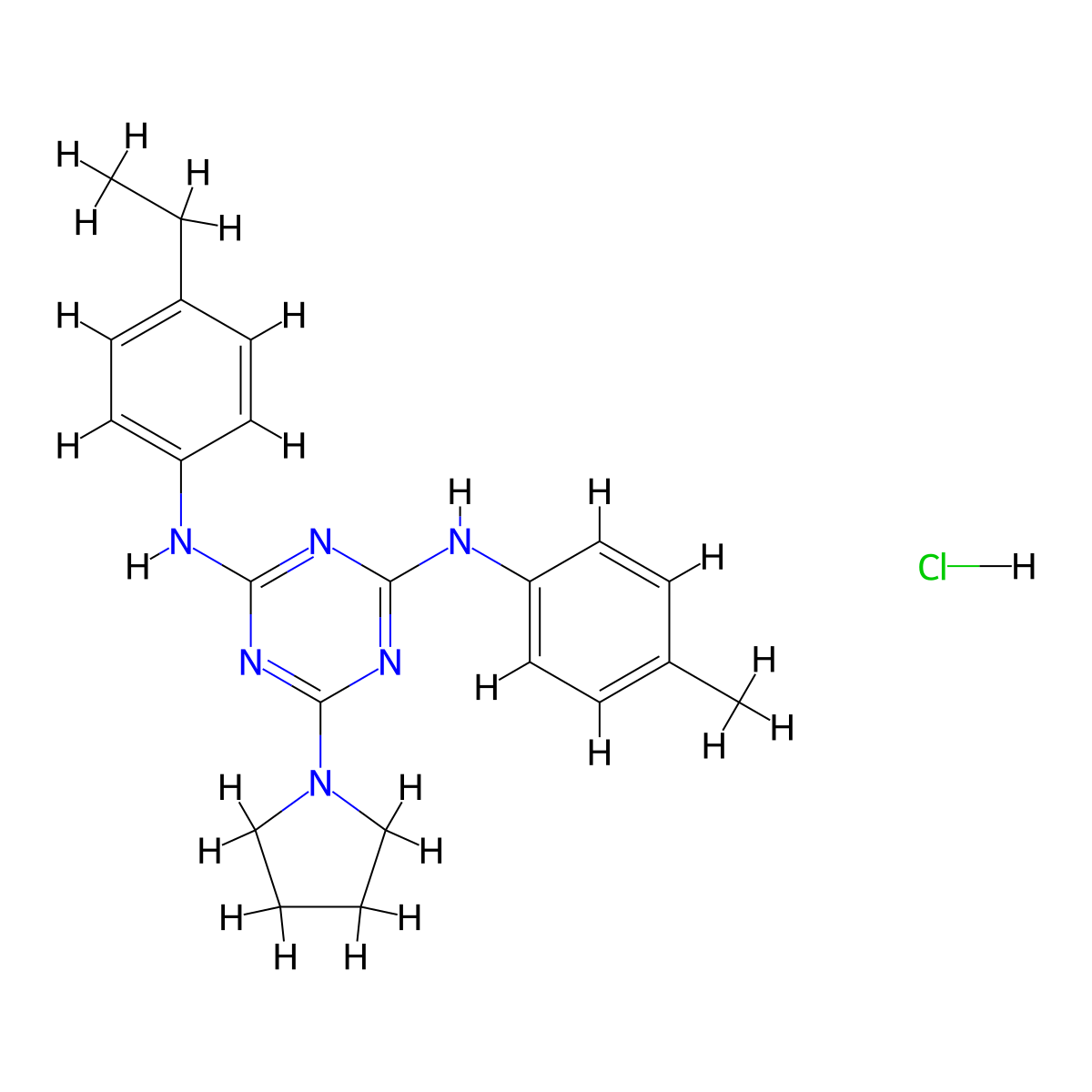 N2-(4-Ethylphenyl)-N4-(4-methylphenyl)-6-(pyrrolidin-1-YL)-1,3,5-triazine-2,4-diamine hydrochloride molecular structure, CAS 1179411-93-8