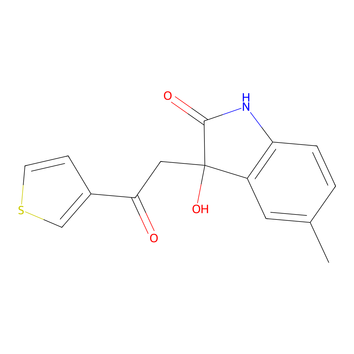 3-hydroxy-5-methyl-3-[2-oxo-2-(thiophen-3-yl)ethyl]-2,3-dihydro-1H-indol-2-one molecular structure, CAS 1179412-12-4