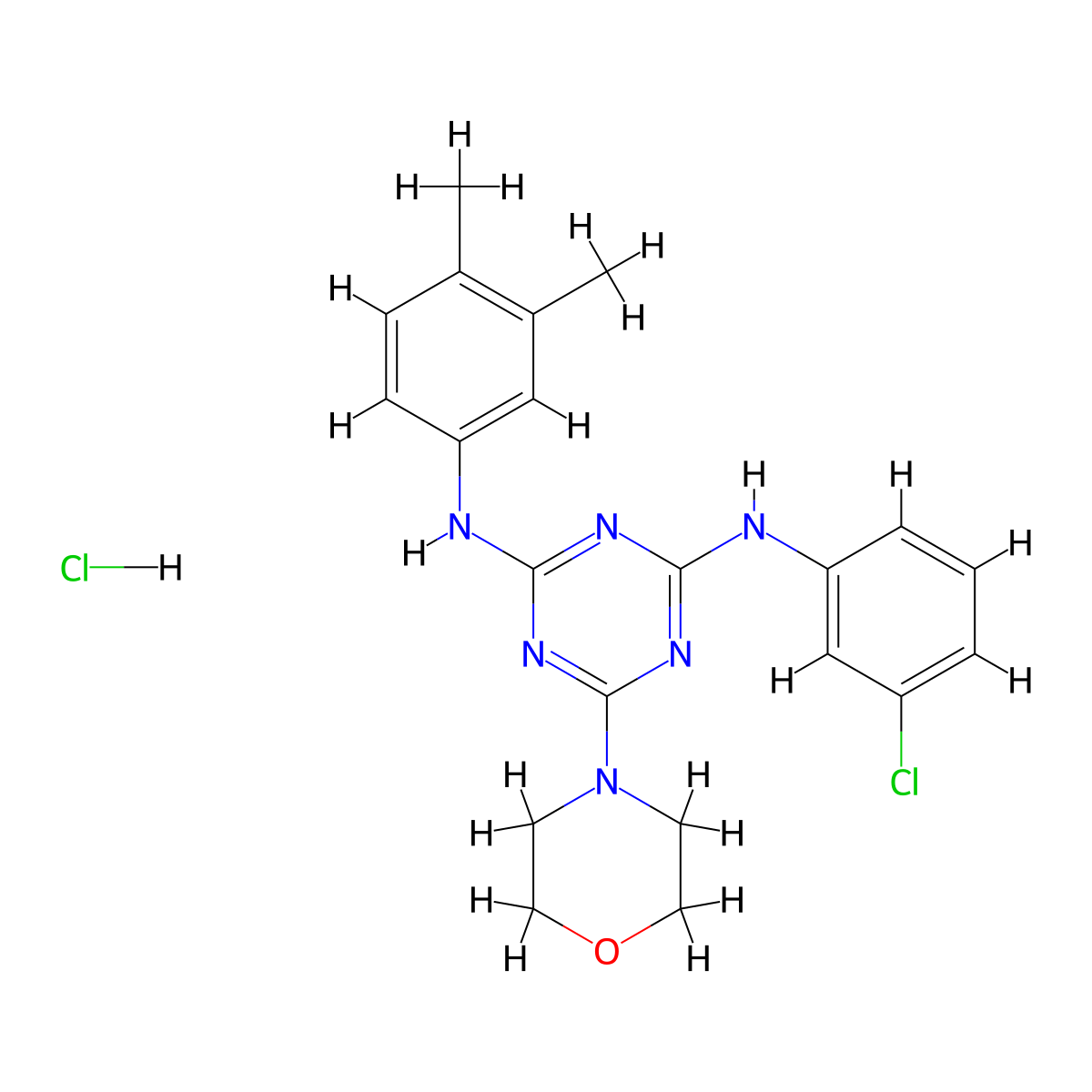 N2-(3-chlorophenyl)-N4-(3,4-dimethylphenyl)-6-morpholino-1,3,5-triazine-2,4-diamine hydrochloride molecular structure, CAS 1179414-83-5