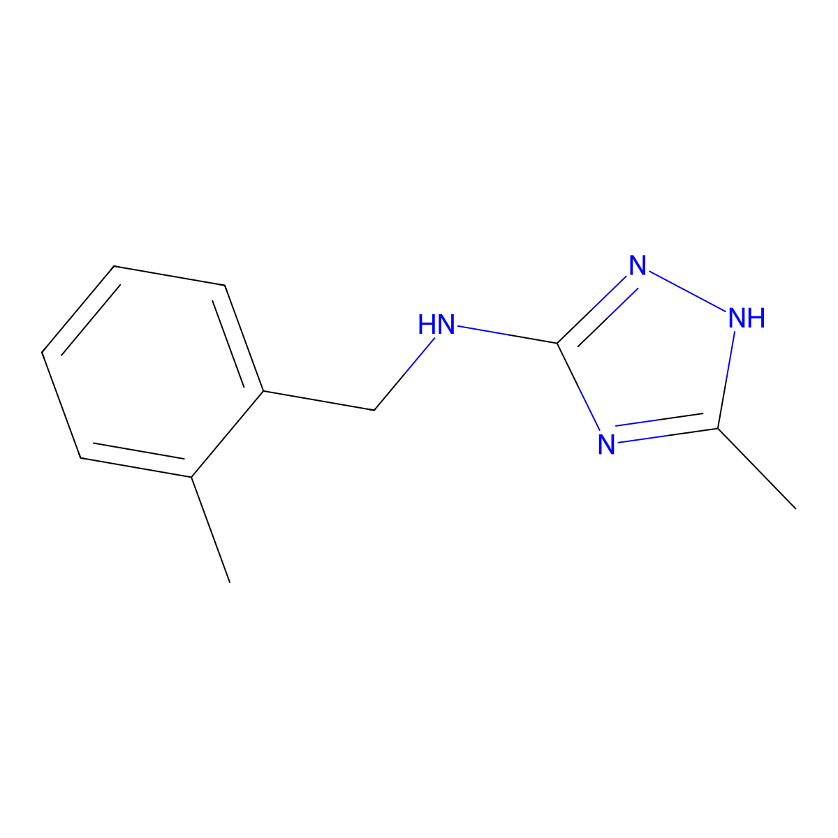 N-(2-methylbenzyl)-N-(3-methyl-1H-1,2,4-triazol-5-yl)amine molecular structure, CAS 1179416-09-1