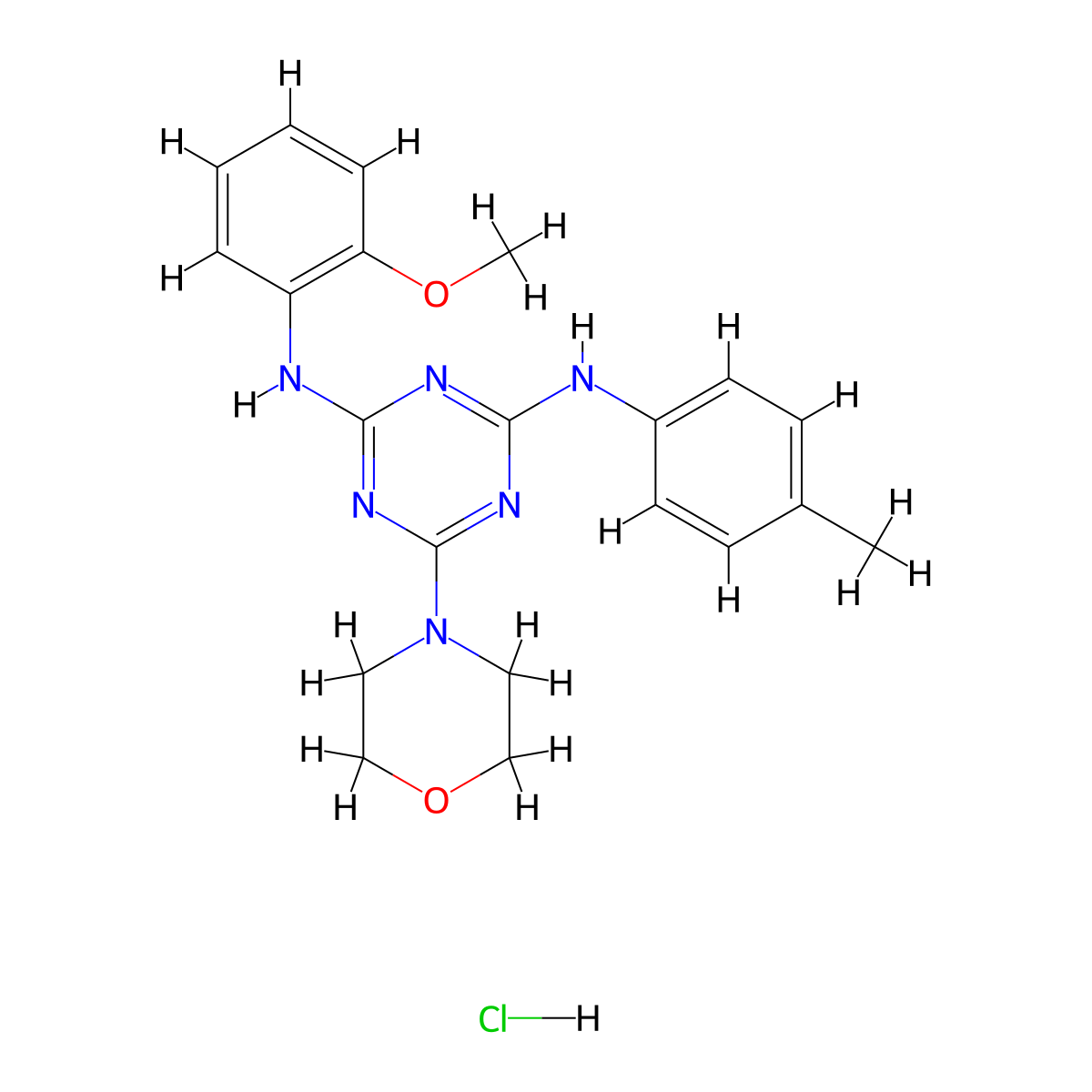 N2-(2-methoxyphenyl)-6-morpholino-N4-(p-tolyl)-1,3,5-triazine-2,4-diamine hydrochloride molecular structure, CAS 1179417-48-1