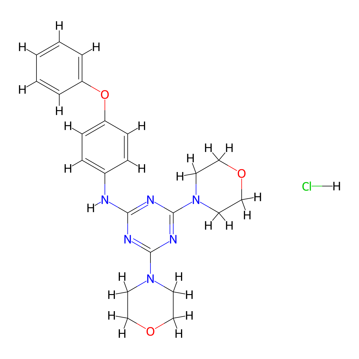 4,6-dimorpholino-N-(4-phenoxyphenyl)-1,3,5-triazin-2-amine hydrochloride molecular structure, CAS 1179420-56-4