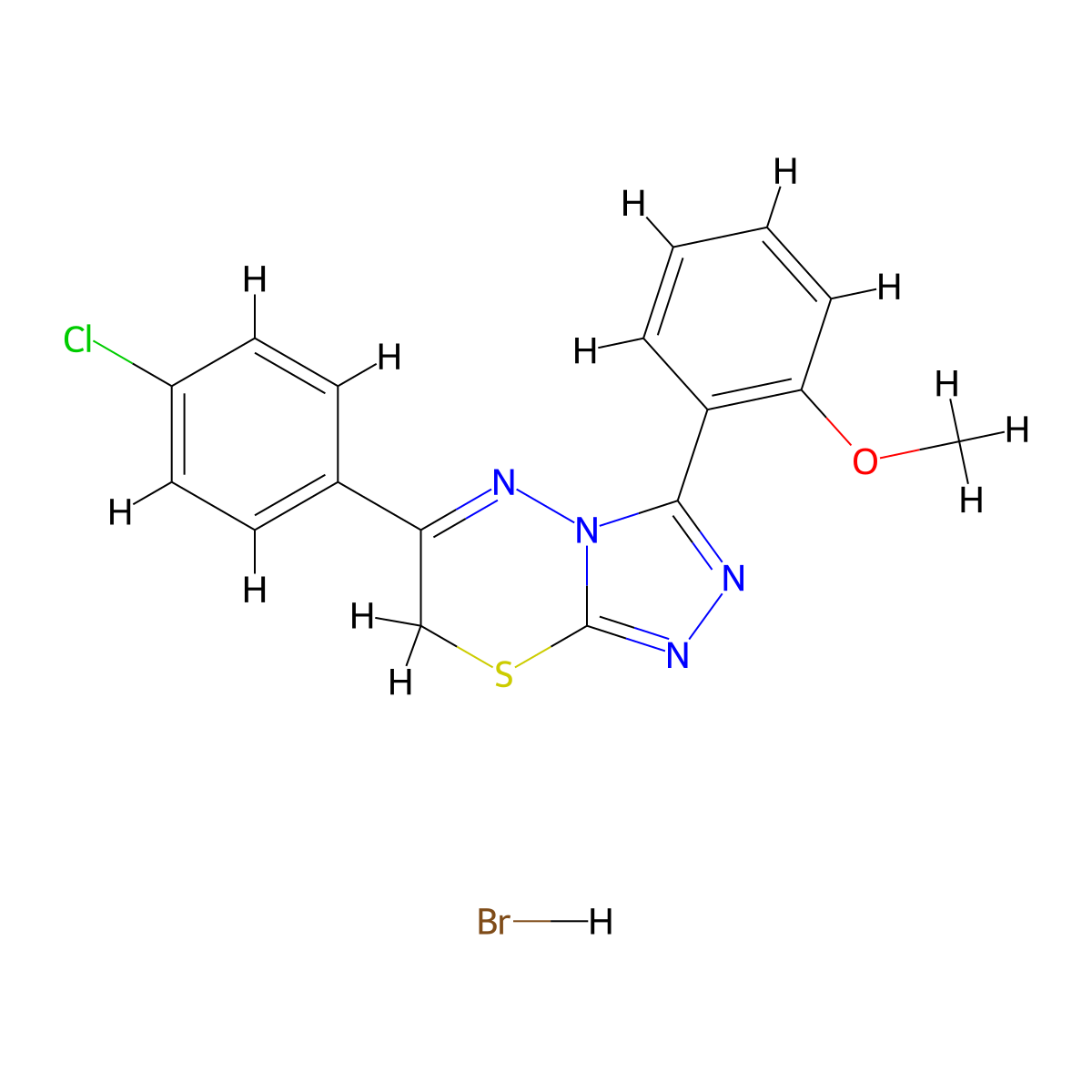 6-(4-chlorophenyl)-3-(2-methoxyphenyl)-7H-[1,2,4]triazolo[3,4-b][1,3,4]thiadiazine hydrobromide molecular structure, CAS 1179421-78-3