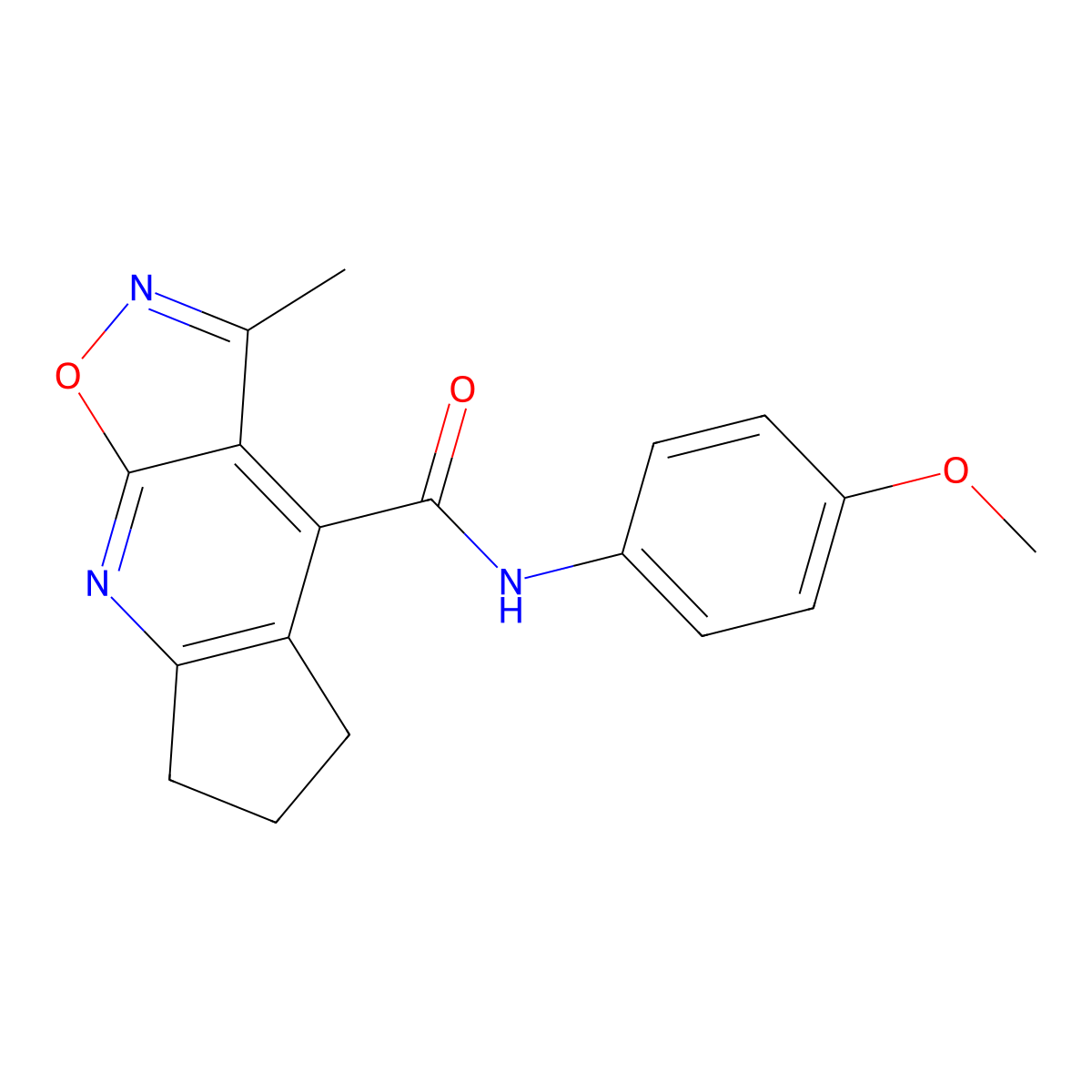 N-(4-methoxyphenyl)-3-methyl-6,7-dihydro-5H-cyclopenta[b][1,2]oxazolo[4,5-e]pyridine-4-carboxamide molecular structure, CAS 1179421-89-6