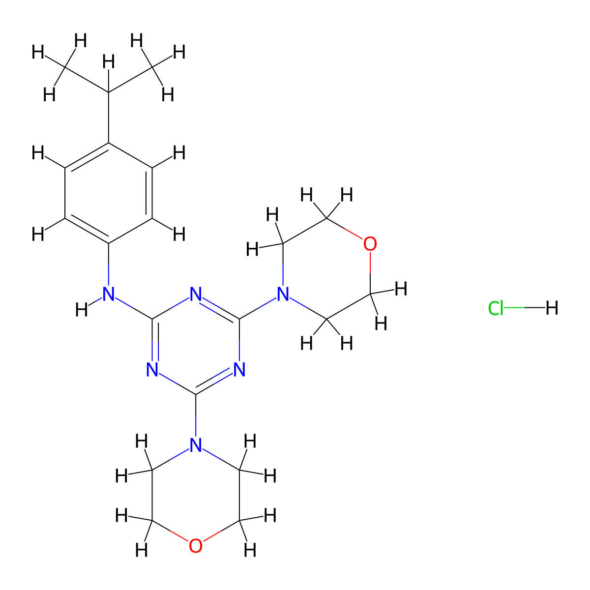 N-(4-isopropylphenyl)-4,6-dimorpholino-1,3,5-triazin-2-amine hydrochloride molecular structure, CAS 1179423-88-1