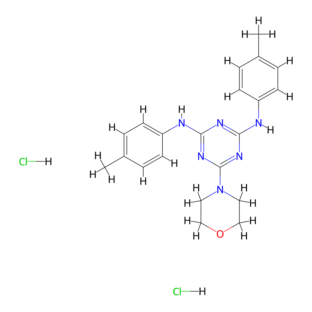 6-morpholino-N2,N4-di-p-tolyl-1,3,5-triazine-2,4-diamine dihydrochloride molecular structure, CAS 1179424-06-6