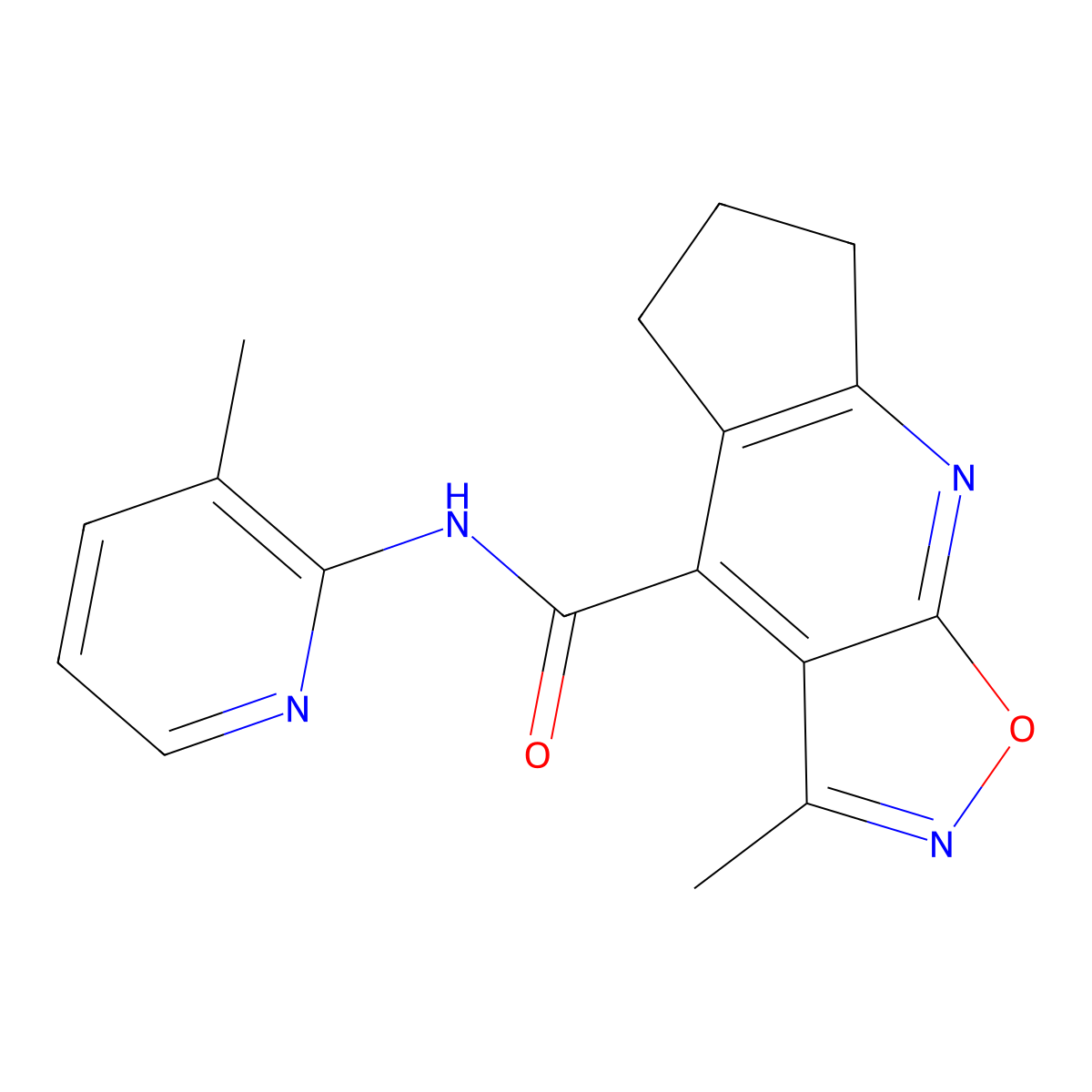 3-methyl-N-(3-methylpyridin-2-yl)-6,7-dihydro-5H-cyclopenta[b][1,2]oxazolo[4,5-e]pyridine-4-carboxamide molecular structure, CAS 1179424-29-3